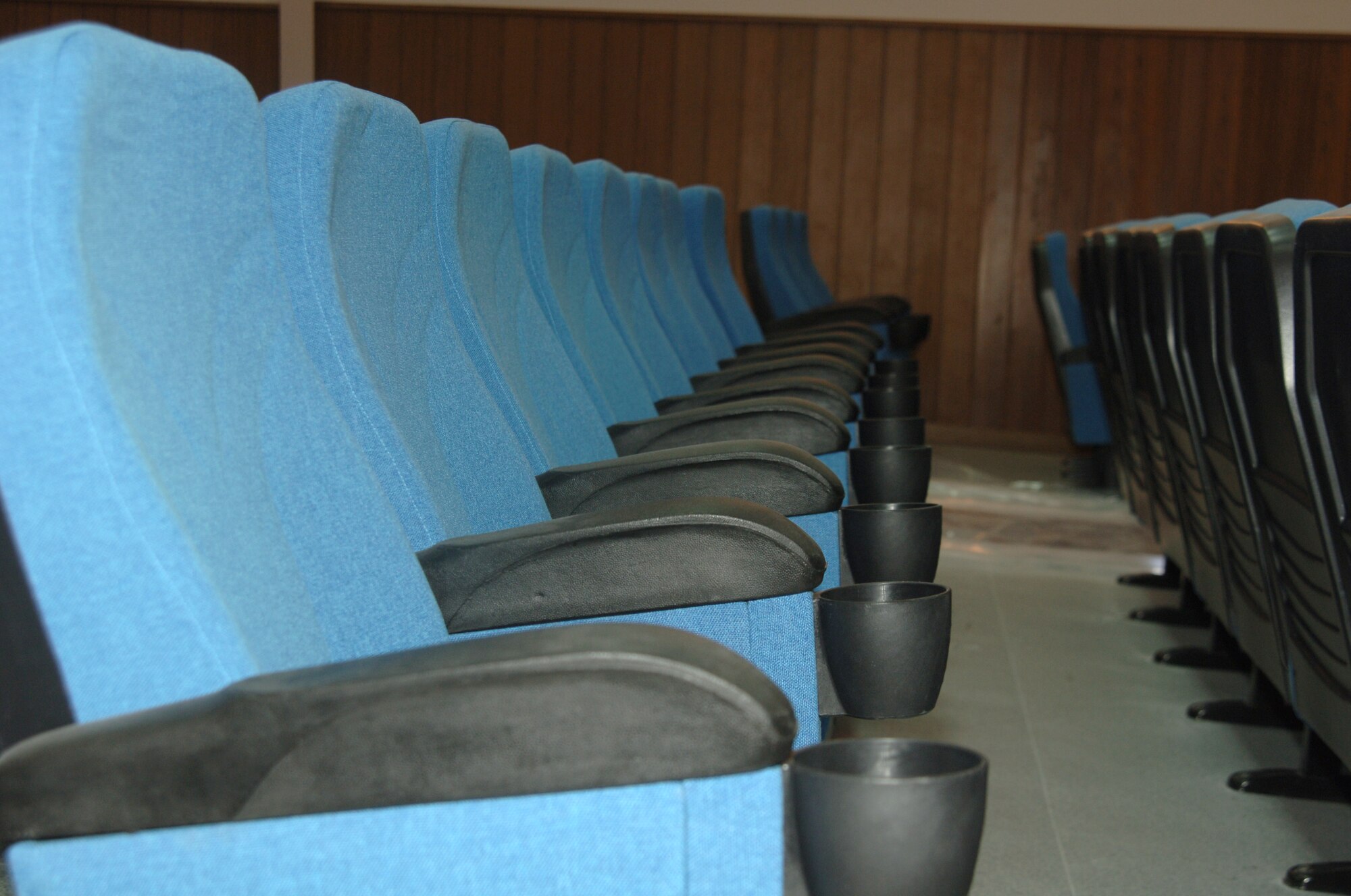 New seats with cupholders are just one of the major renovations to Incirlik base's theater. The theater started it's renovations in November and is scheduled to re-open Jan. 27. (U.S. Air Force photo by Airman 1st Class Kelly LeGuillon)