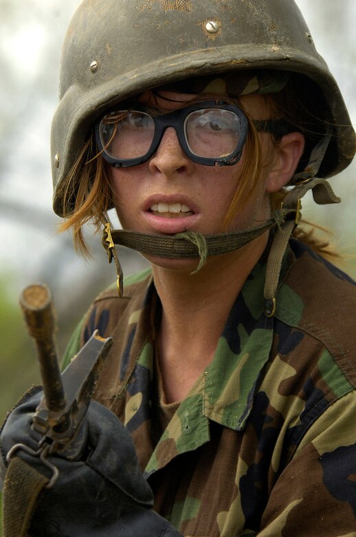 No, not even with the mock M-16, is it acceptable to let the barrel get packed with sand, but that's part of the learning process for trainees.