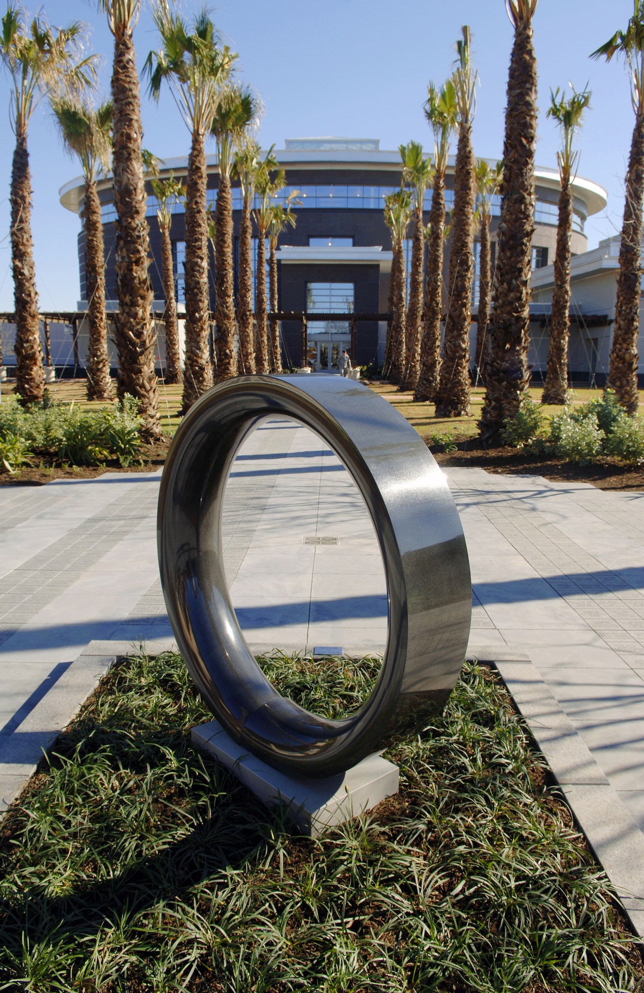 The symbol of a broken ring, cracked but still intact, marks the entrance to the new Center for the Intrepid, a 65,000-square-foot rehabilitation center next to Brooke Army Medical Center in San Antonio. (U.S. Air Force photo/Daren Reehl)