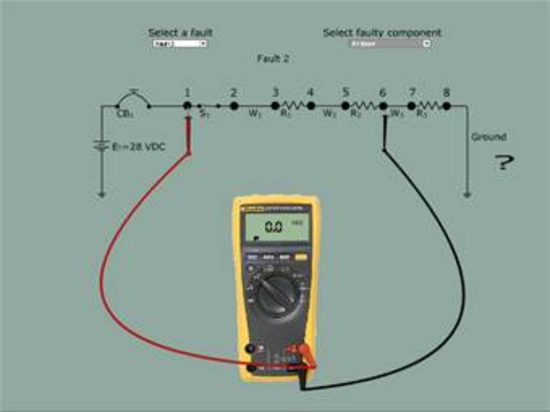 A computer simulation of an electrical circuit is one of the many simulations created by the 982nd Maintenance Squadrons training support flight which help instructors teach Airman-in-training at Sheppard. (U.S. Air Force graphic/Courtesy graphic.)