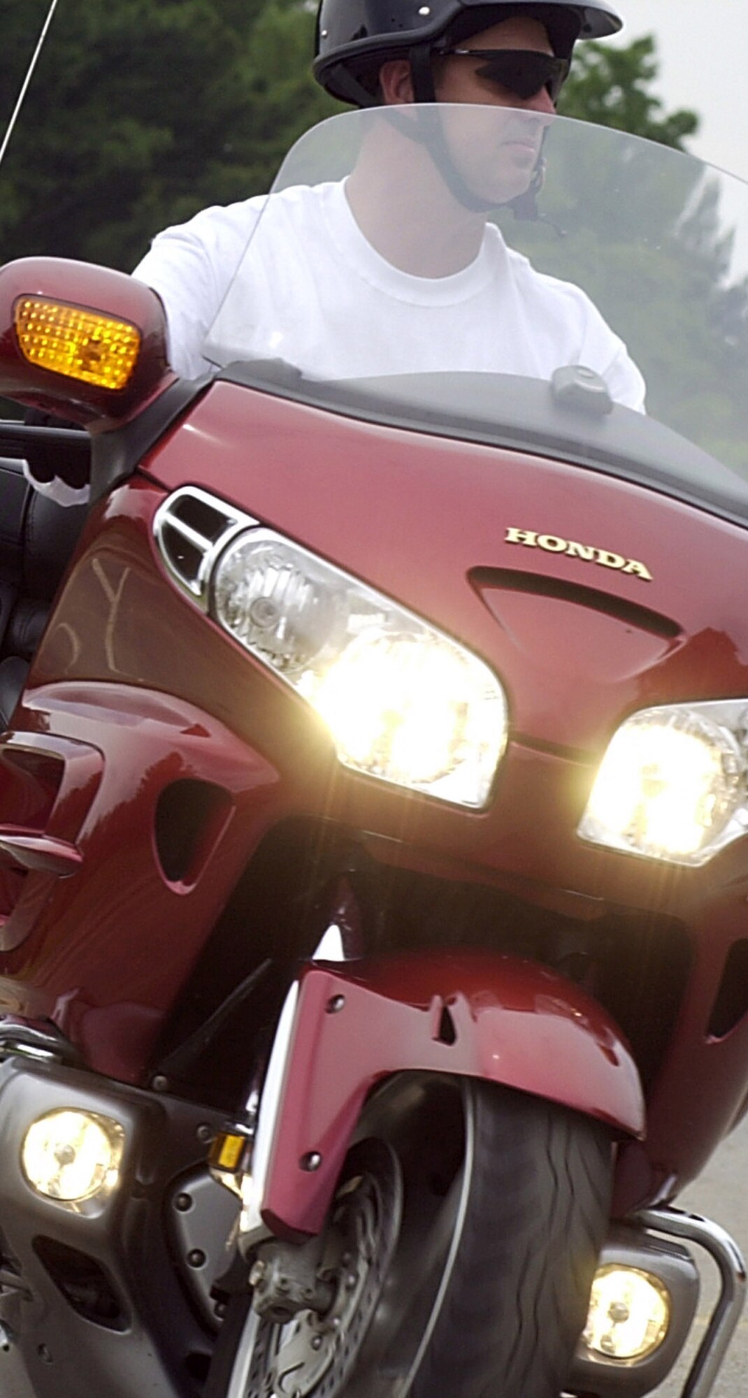 Military bikers are tested on there driving skills during a motorcycle safety course at Little Rock AFB.