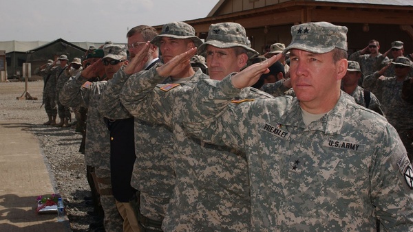 (Front to back) Army Maj Gen Benjamin C Freakley Army Col John