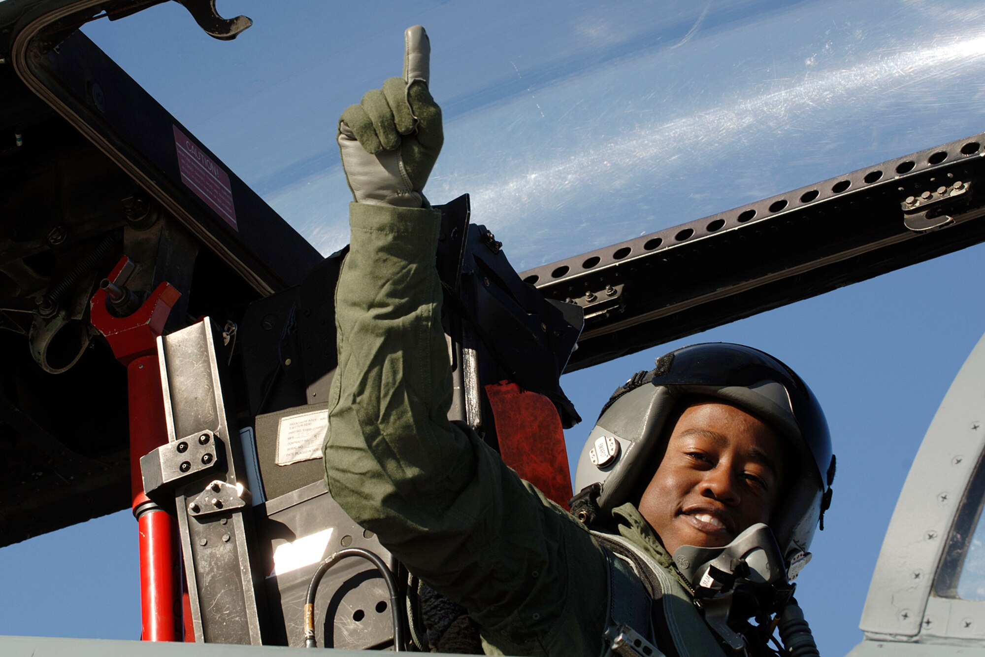Barry Hicks, Boys & Girls Club of the Virginia Peninsula, was chosen to be a pilot for a day with the 71st Fighter Squadron Ironmen Foundation Day Jan. 26. Photo by Airman 1st Class Dawn Duman