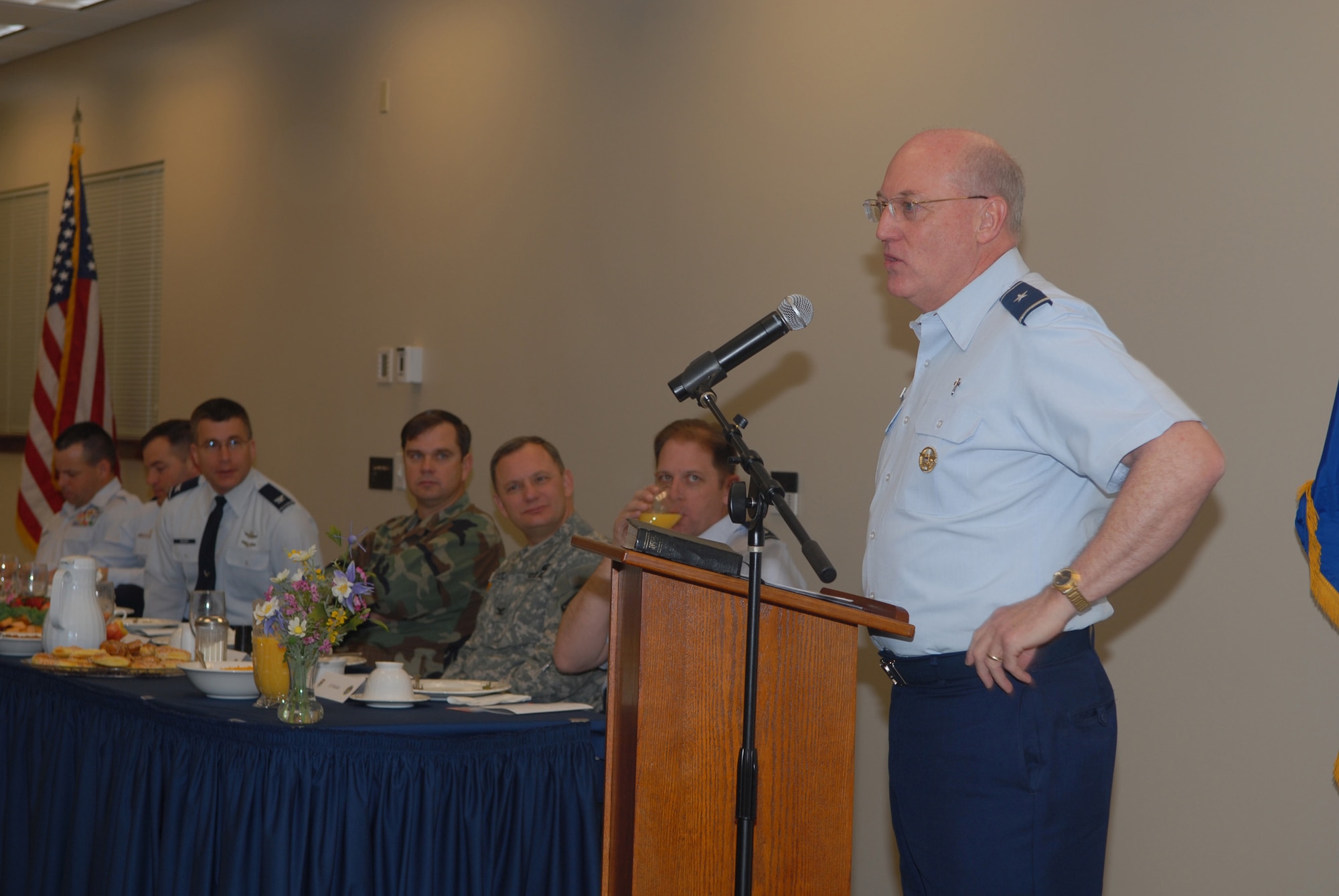 Chaplain (Brig. Gen.) Cecil Richardson, Air Force deputy chief of chaplains, speaks at Buckley's National Prayer Breakfast Jan. 31. (U.S. Air Force by Staff Sgt. Mitchell Fuqua)