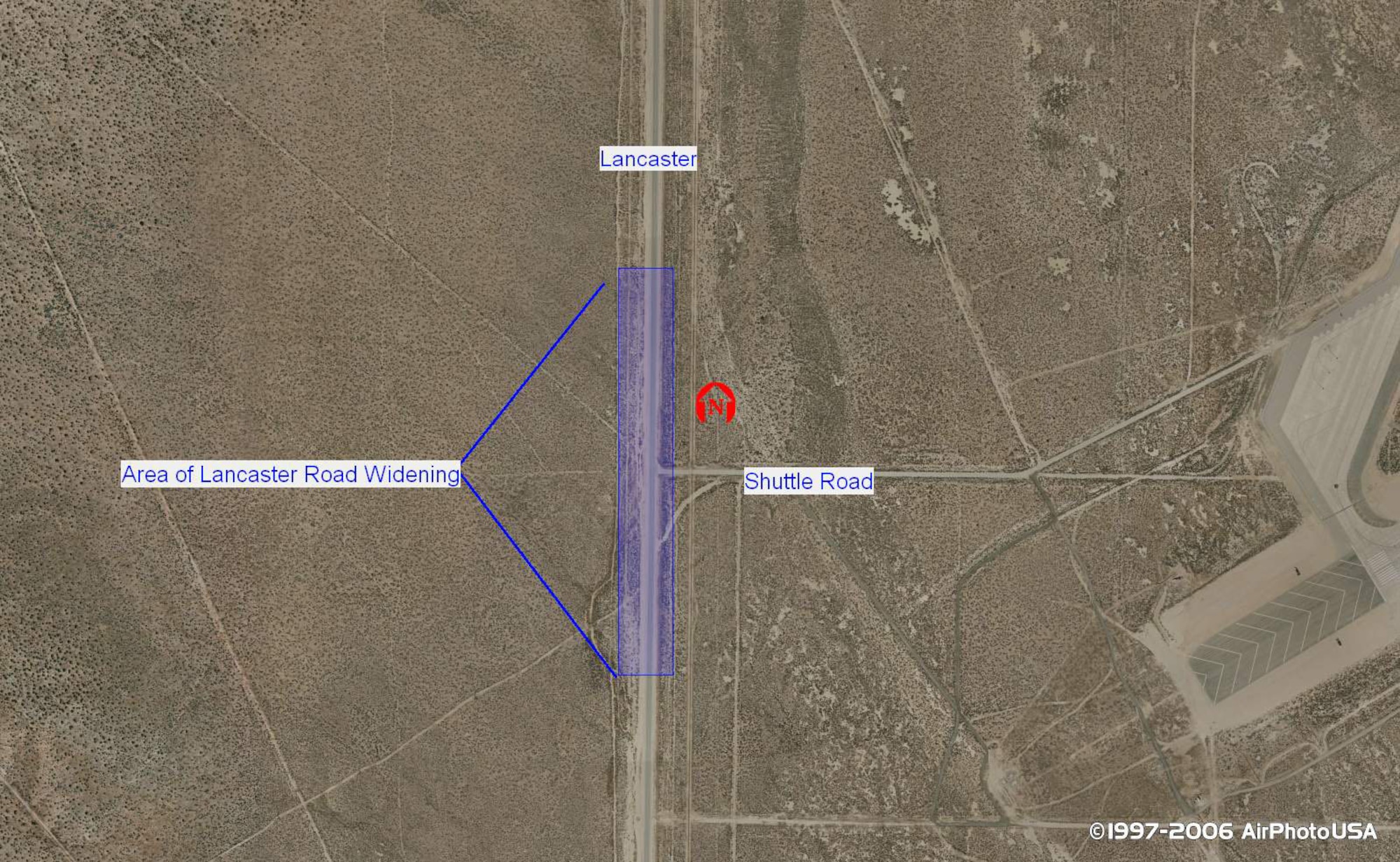 Starting July 2, contractors will begin widening Lancaster Boulevard near the entrance to Shuttle Road to accomodate bypass lanes, acceleration lanes, and dedicated turn pockets to minimize conflicts between construction and non-construction traffic. (Courtesy graphic)