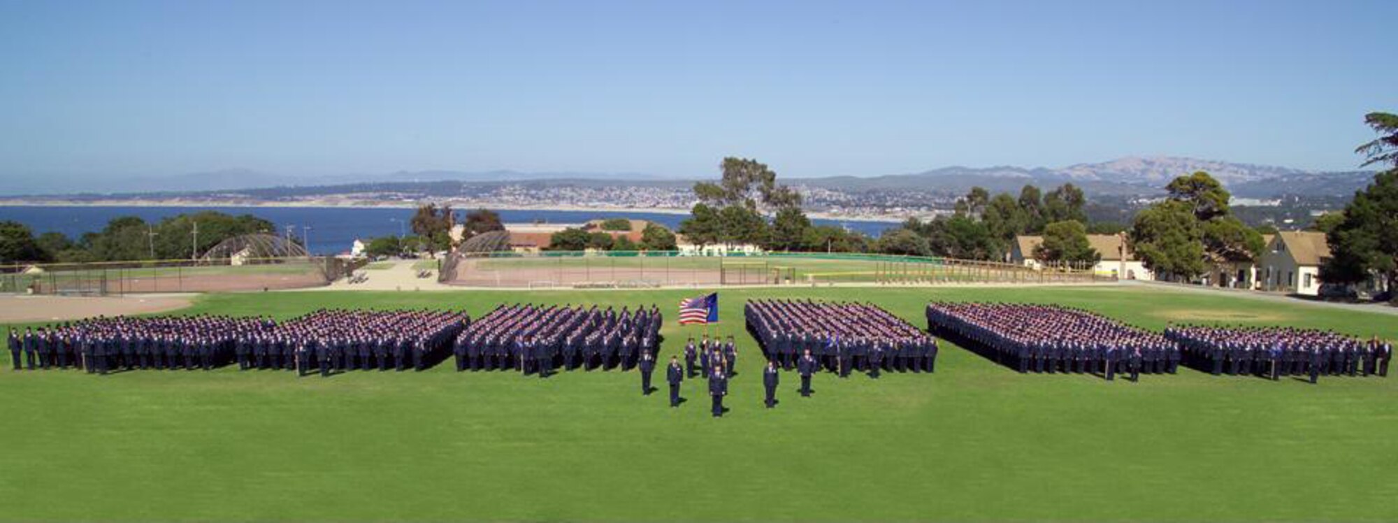 Members of the 311th Training Squadron take part in a change-of-command ceremony June 21 at Soldier Field at Presidio of Monterey, Calif., home to the Defense Language Institute, a joint-military training center. The 311 TRS is one of three geographically separated units under the 17th Training Wing at Goodfellow Air Force Base, Texas. The 311 TRS has more than 1,700 people assigned to it. (U.S. Air Force Photo by Sal Marullo)