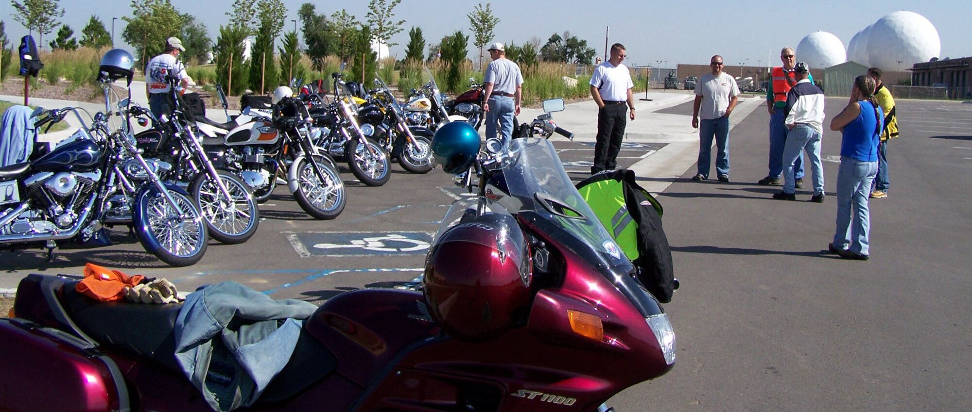 Participants in Buckley Chapel's 2nd Annual Blessing of the Bikes line up their motorcycles to wait for the blessing to begin June 30. The Blessing of the Bikes was designed to wish bikers a safe riding season. Participants were briefed on safety before they took a ride through the the Black Forrest. (Courtesy photo)