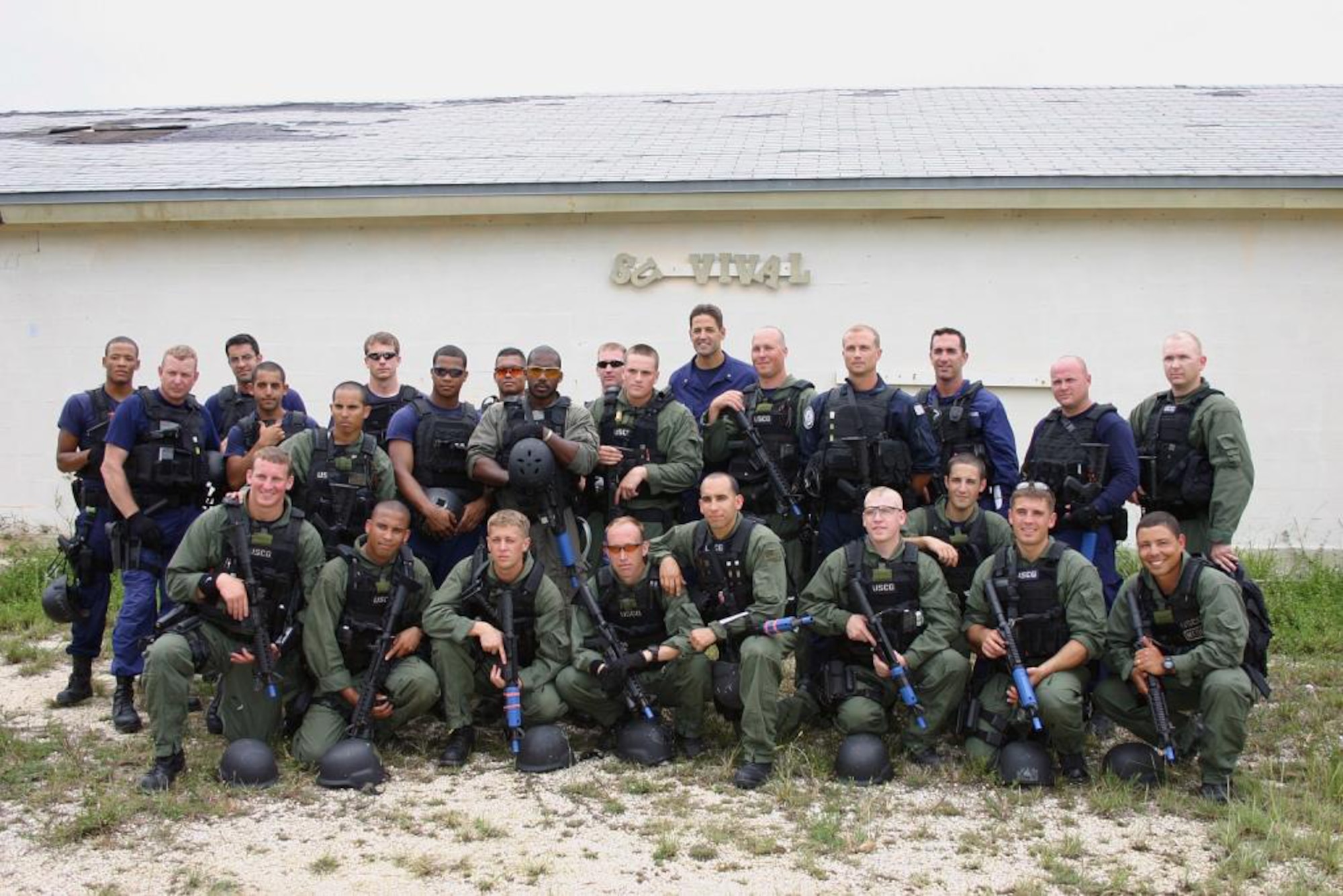 Rear Admiral Thomas Atkin, the future commander of the new U.S. Coast Guard Deployable Operations Group, made his first visit to Homestead Air Reserve Base, Fla. to meet with members of the specialized Maritime Safety and Security Team. During his visit he presented MSST Miami with the Sumner I. Kimball Readiness Award. The admiral also met with members of MSST New York, Tactical Law Enforcement Team South and MSST Miami to discuss the new DOG Command. (U.S. Coast Guard photo/LTJG Kaleb Perez)