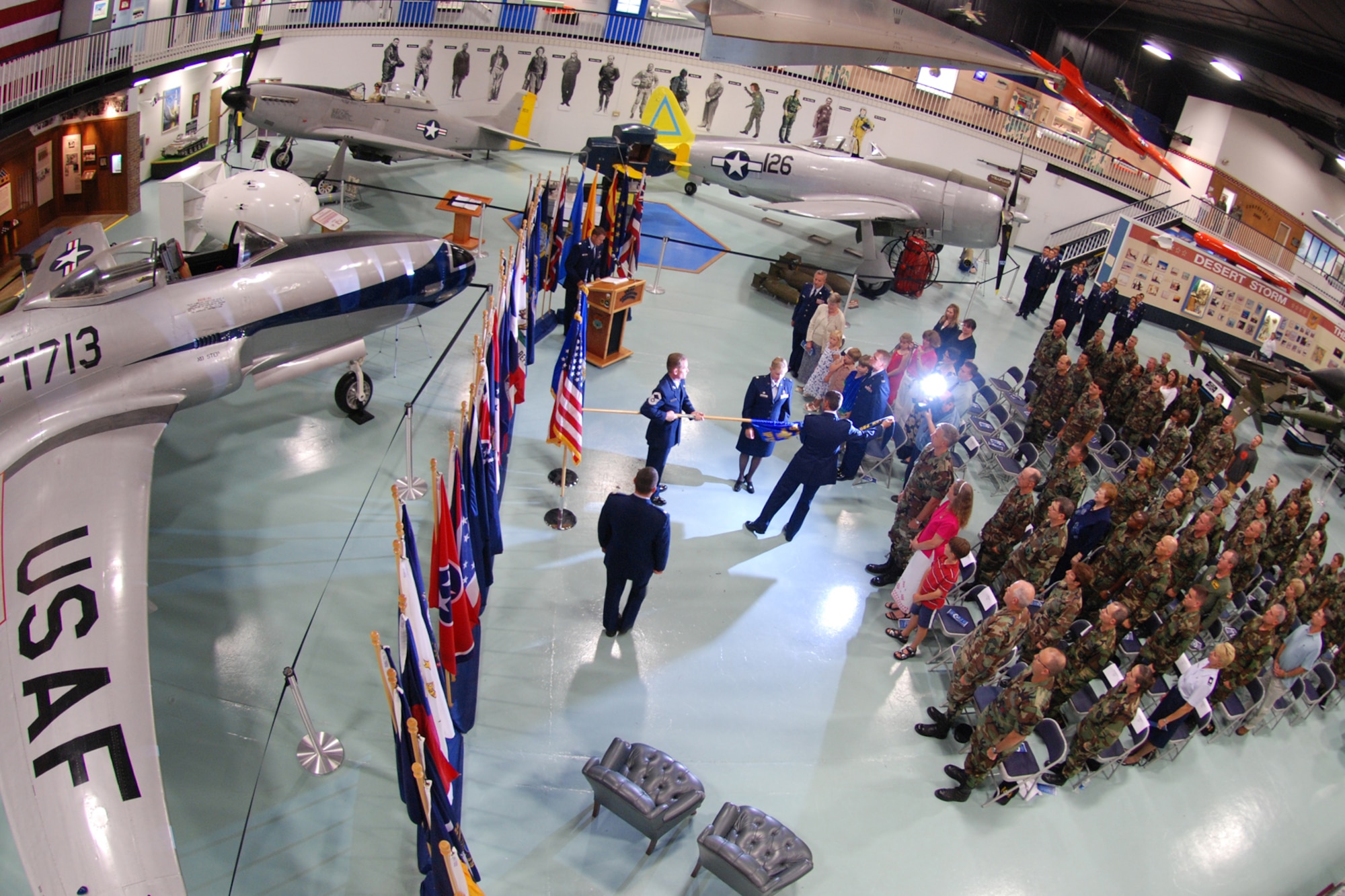 EGLIN AIR FORCE BASE, Fla. -- The 96th Inpatient Operations Squadron at the Eglin Hospital activated when Lt. Col. Corrine Naughton assumed command during a ceremony at the Air Armament Museum here June 29. Flights form other medical squadrons were reorganized under the new unit as past of the Air Force Surgeon General Flight Plan. The 96th IPTS has three flights that operate within the squadron: the Maternal Child flight, the Multiservice Flight and the Critical Care Flight. (U.S. Air Force Photo by Staff Sgt. Mike Meares)
