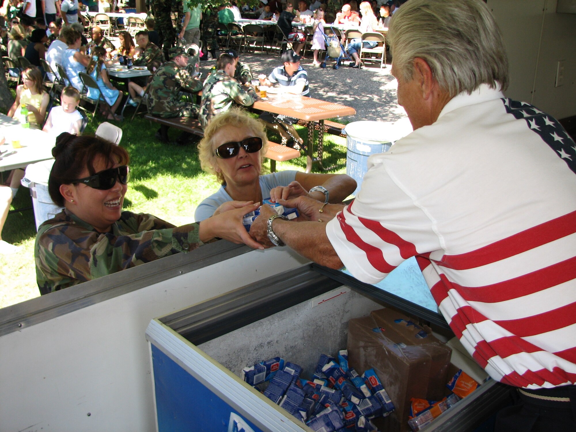 HILL AIR FORCE BASE, Utah -- A picnic wouldn’t be quite complete without every course of the meal. Ice cream sandwiches and other desserts were offered to our Nation's defender's during the late afternoon Salute to our Nation's Defender's event. Temperatures hit the high nineties during the event. (U.S. Air Force photo by Capt. Sean Carter)