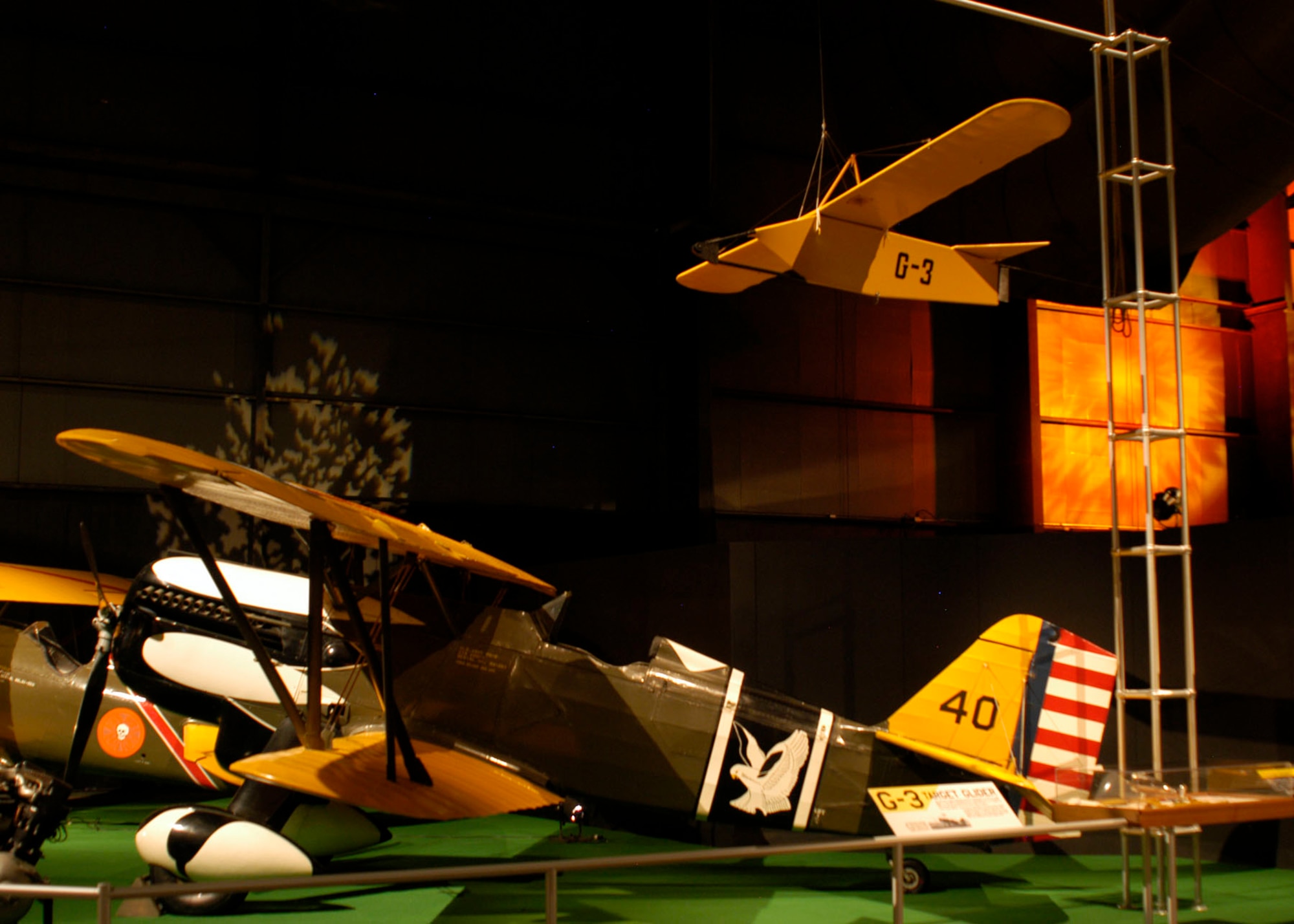 DAYTON, Ohio -- G-3 target glider (top right) in the Early Years Gallery at the National Museum of the United States Air Force. (U.S. Air Force photo)