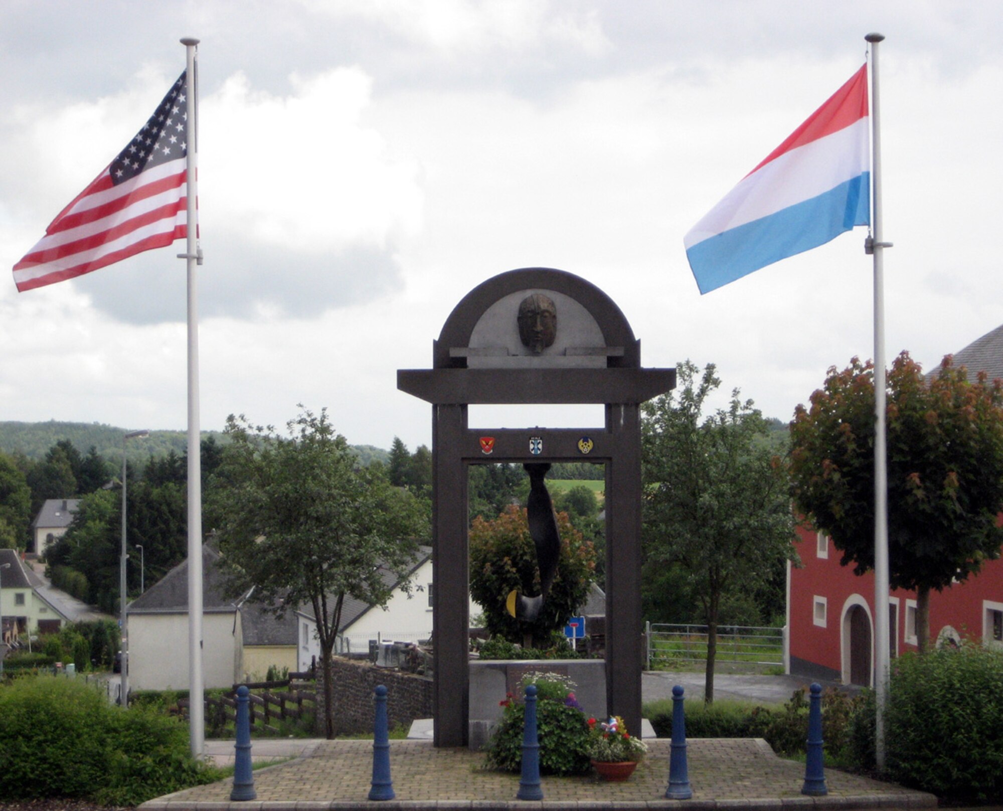 SPANGDAHLEM AIR BASE GERMANY -- The 385th Bomb Group Museum in Perle, Luxembourg, preserves War World II history. A memorial there honors the American Soldiers who died in two B-17 crashes. Several people from Spangdahlem AB visited the site during a trip sponsored by the European Military History Group July 5, 2007. (U.S. Air Force photo/Staff Sgt. Andrea Knudson)