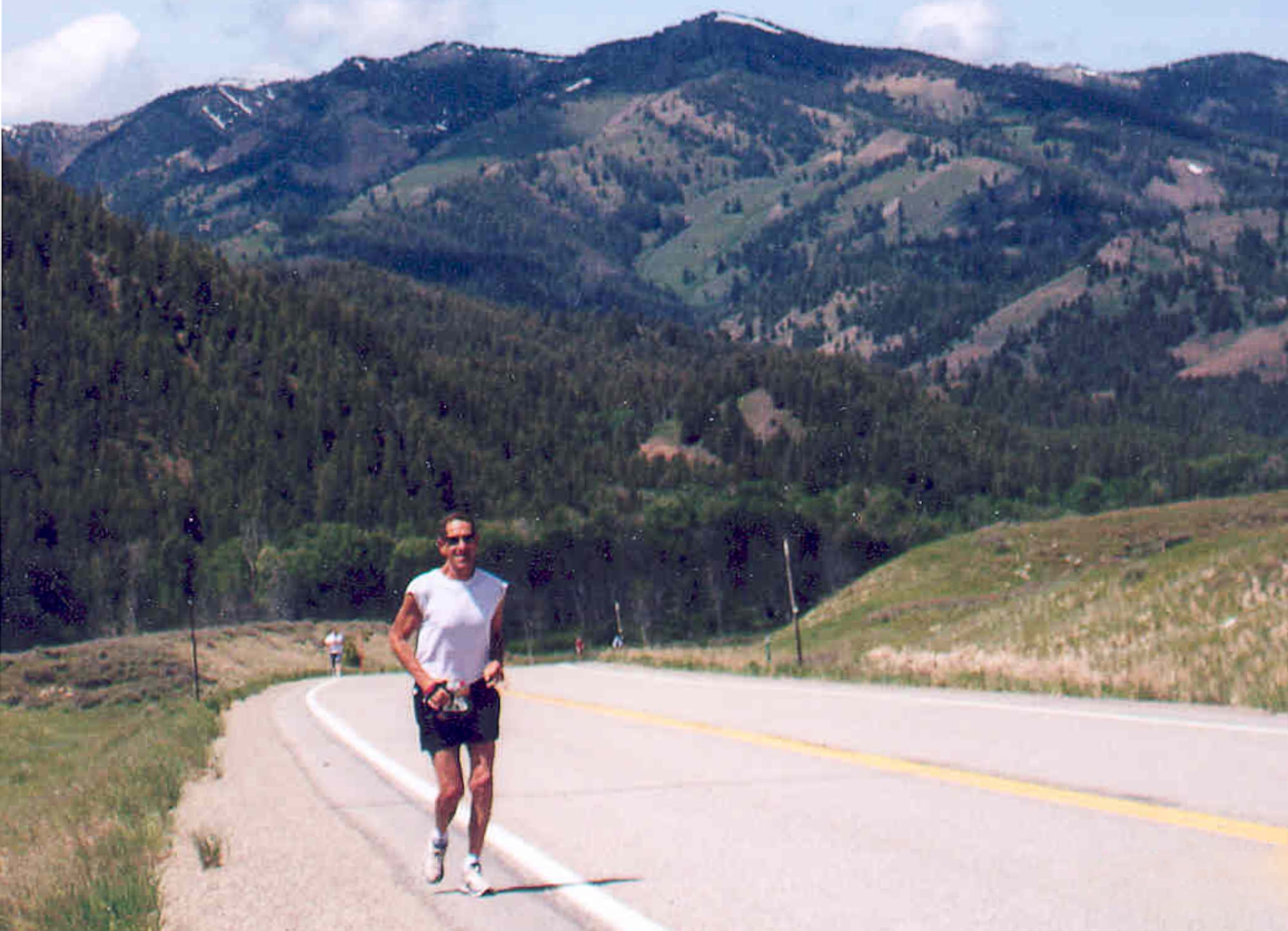 MOUNTAIN HOME AIR FORCE BASE, Idaho -- Charlie Francisco sets the pace during a race earlier this year. At 58 years old, the 366th Civil Engineer Squadron locksmith continues to pursue what he calls a “runner’s lifestyle” and regularly participates in marathons and 100-mile “ultraruns” while devoting several hours each day to maintain his level of personal fitness. Air Force photo