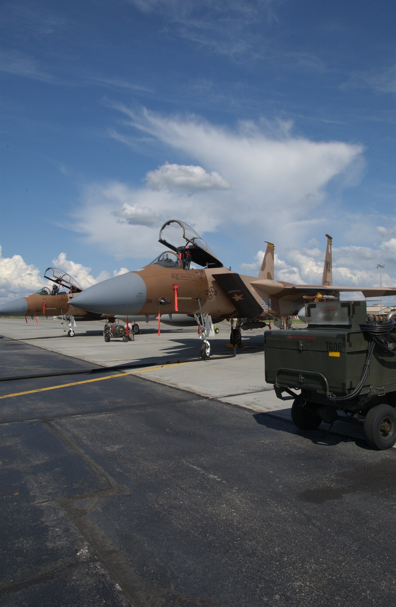 EIELSON AIR FORCE BASE, Alaska -- An F-15C Aggressor from 65th Aggressor Squadron, Nellis AFB, Nev., sits on the Eielson AFB, Alaska flight line July 9. The 65th AGS is taking part in Red Flag-Alaska 07-3 which runs through the 2July 27.  (U.S. Air Force photo by Airman 1st Class Christopher Griffin)
