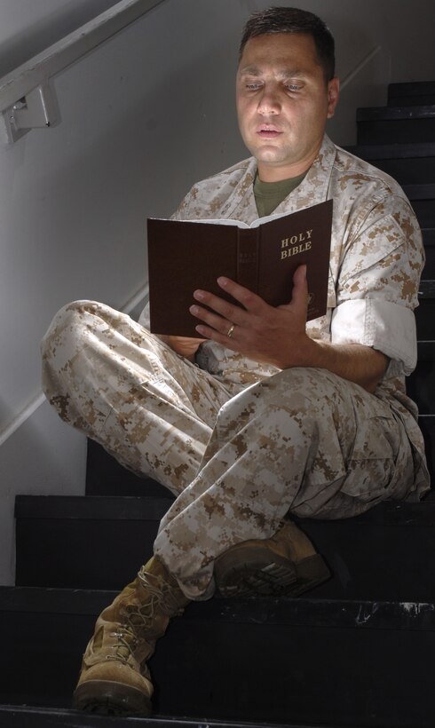 MARINE CORPS BASE CAMP LEJEUNE, N.C. - Navy Lt. John Jacob Eastman, the command chaplain of the Marine Corps Engineer School at Courthouse Bay reflects on how he can use the Bible to educate religious students.