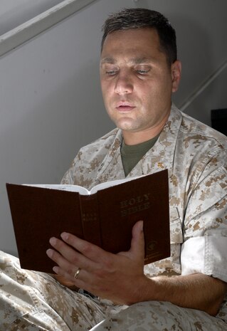 MARINE CORPS BASE CAMP LEJEUNE, N.C. - Navy Lt. John Jacob Eastman, the command chaplain of the Marine Corps Engineer School at Courthouse Bay reflects on how he can use the Bible to educate religious students.