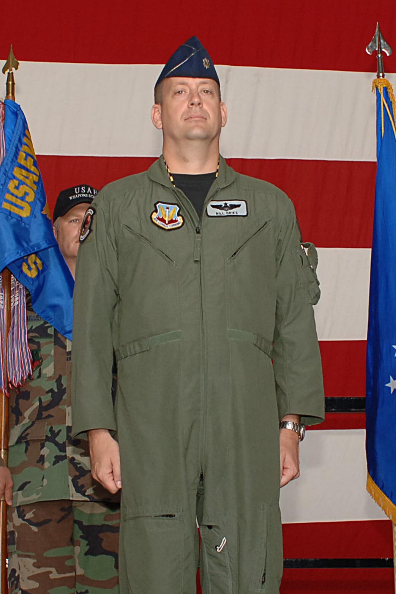DYESS AIR FORCE BASE, Texas -- Lt. Col. William Dries assumes command of the 77th Weapons School during a change of command ceremony here June 25, 2007.
(U.S. Air Force photo/Senior Airman Domonique Simmons)