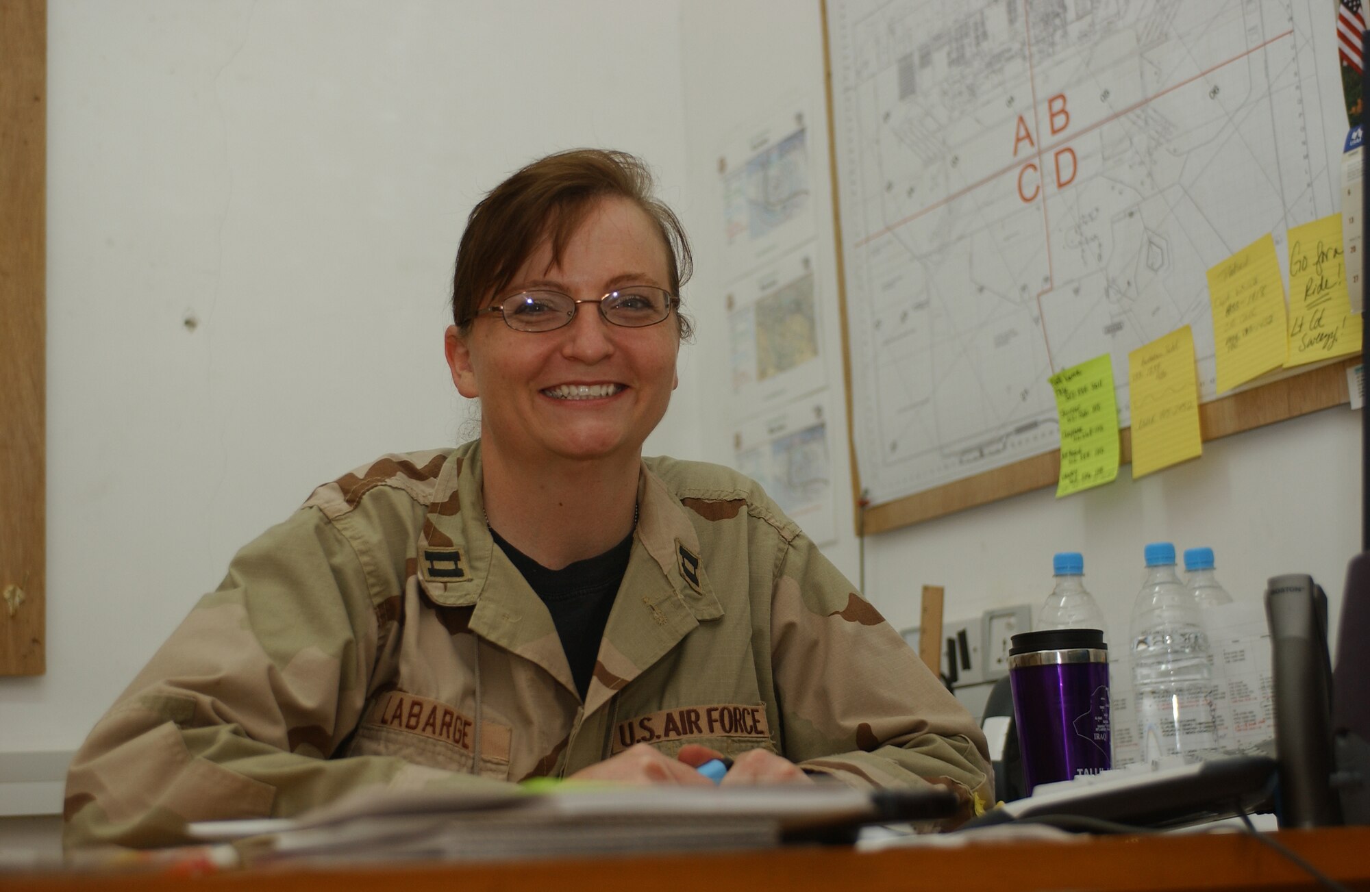 Capt. Heather LaBarge is deployed with the 407th Air Expeditionary Group/Expeditionary Operations Support Squadron. (U.S. Air Force photo by Master Sgt. Jim Rush)