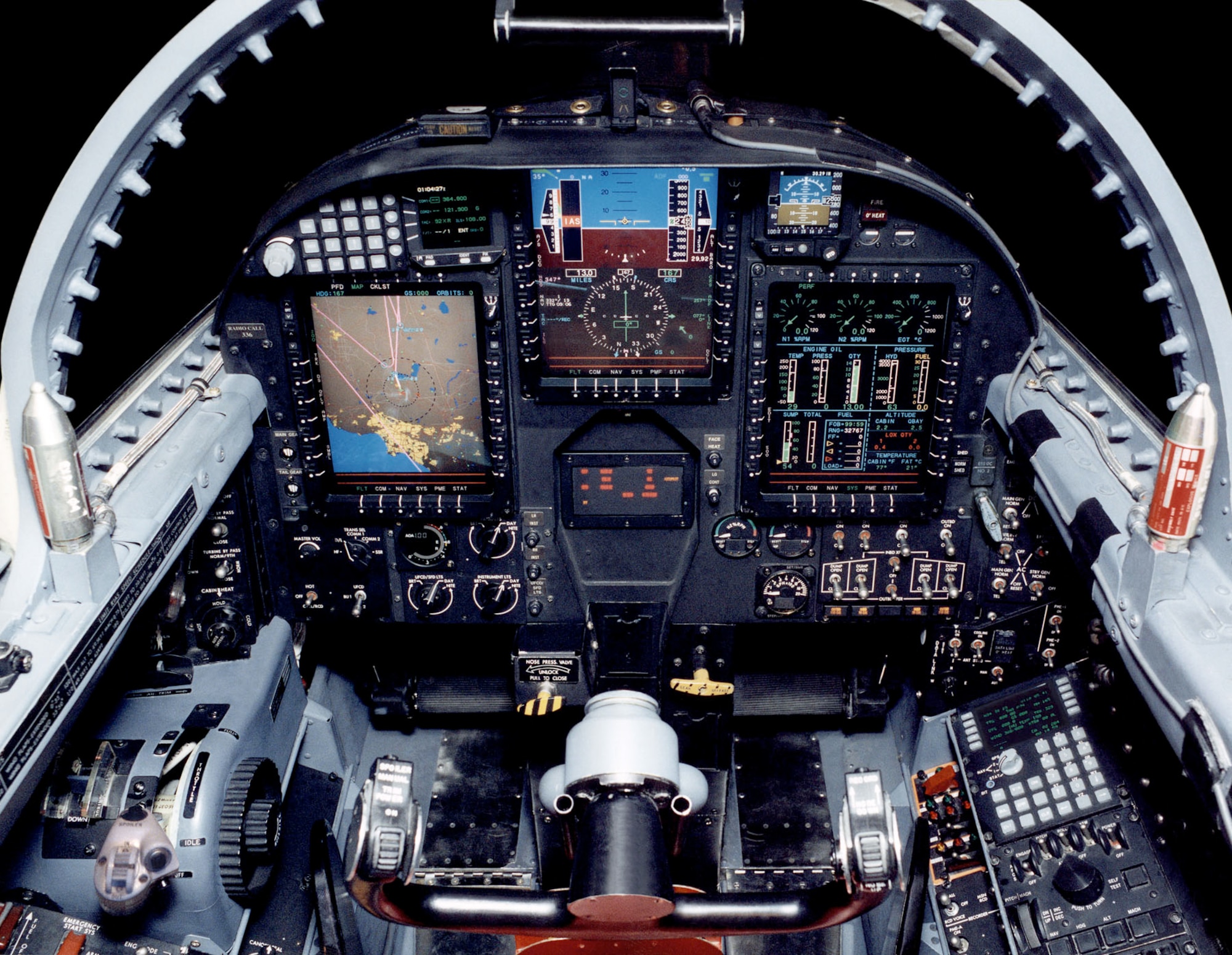 The U-2S’s “glass cockpit” uses modern displays and the latest electronics to keep the pilot informed. (U.S. Air Force photo)