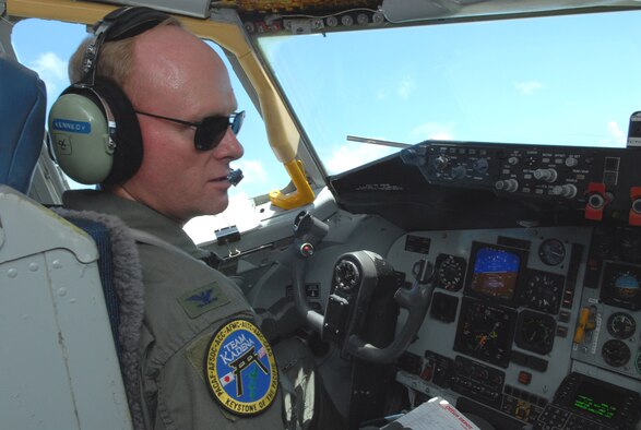 Col. Jeff Kennedy takes his final flight  in a KC-135 Stratotanker July 11. Colonel Kennedy retired July 12. 