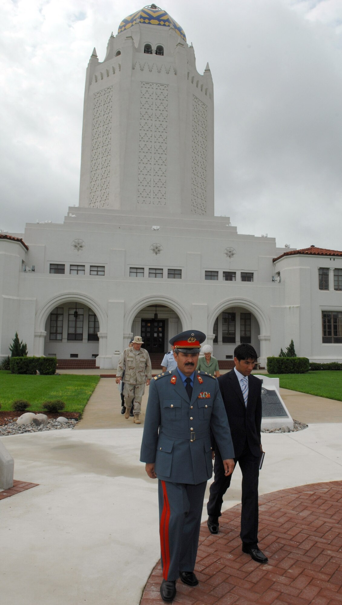 Maj. Gen. Mohammad Dawran, commander of the Afghanistan National Army Air Corps, leaves the Taj Mahal during a tour of Randolph Air Force Base July 9.  The general visited Randolph and other AETC bases to see a Western example of military training.  (U.S. Air Force photo)