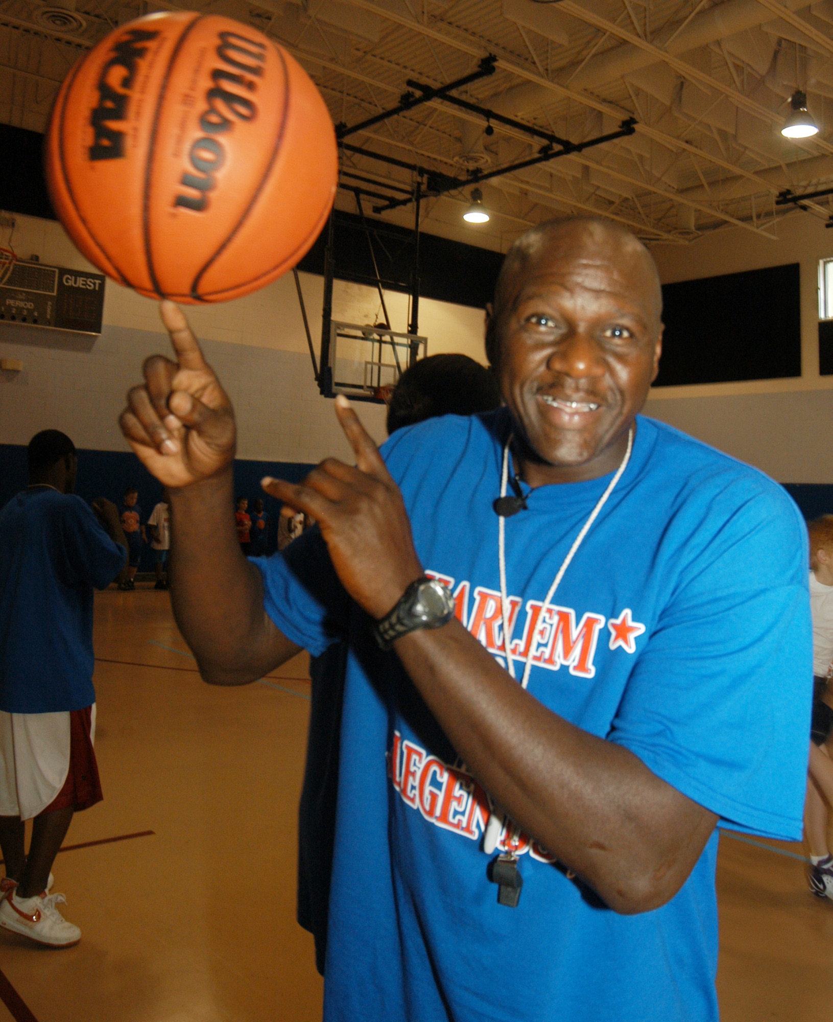 Former Harlem Globetrotter Michael Douglas. U.S. Air Force photo by Sue Sapp.