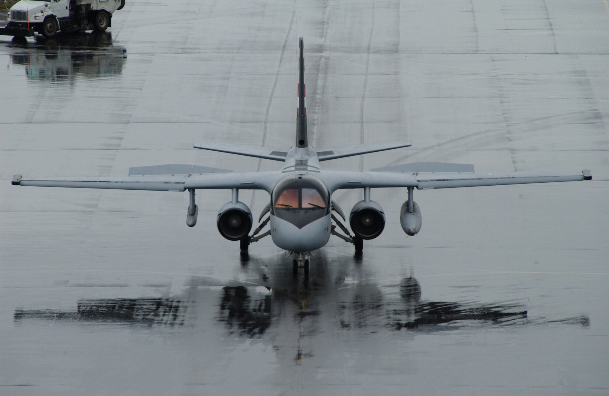 EIELSON AIR FORCE BASE, Alaska -- A Navy C-9 Taxi's down the runway after just arriving to Eielson AFB July 11, 2007. Red Flag-Alaska enables aviation units to sharpen their combat skills by flying ten simulated combat sorties in a realistic threat environment. Additionally, the training allows them to exchange tactics, techniques, and procedures and improve interoperability. (U.S. Air Force photo by Airman 1st Class Christopher Griffin)