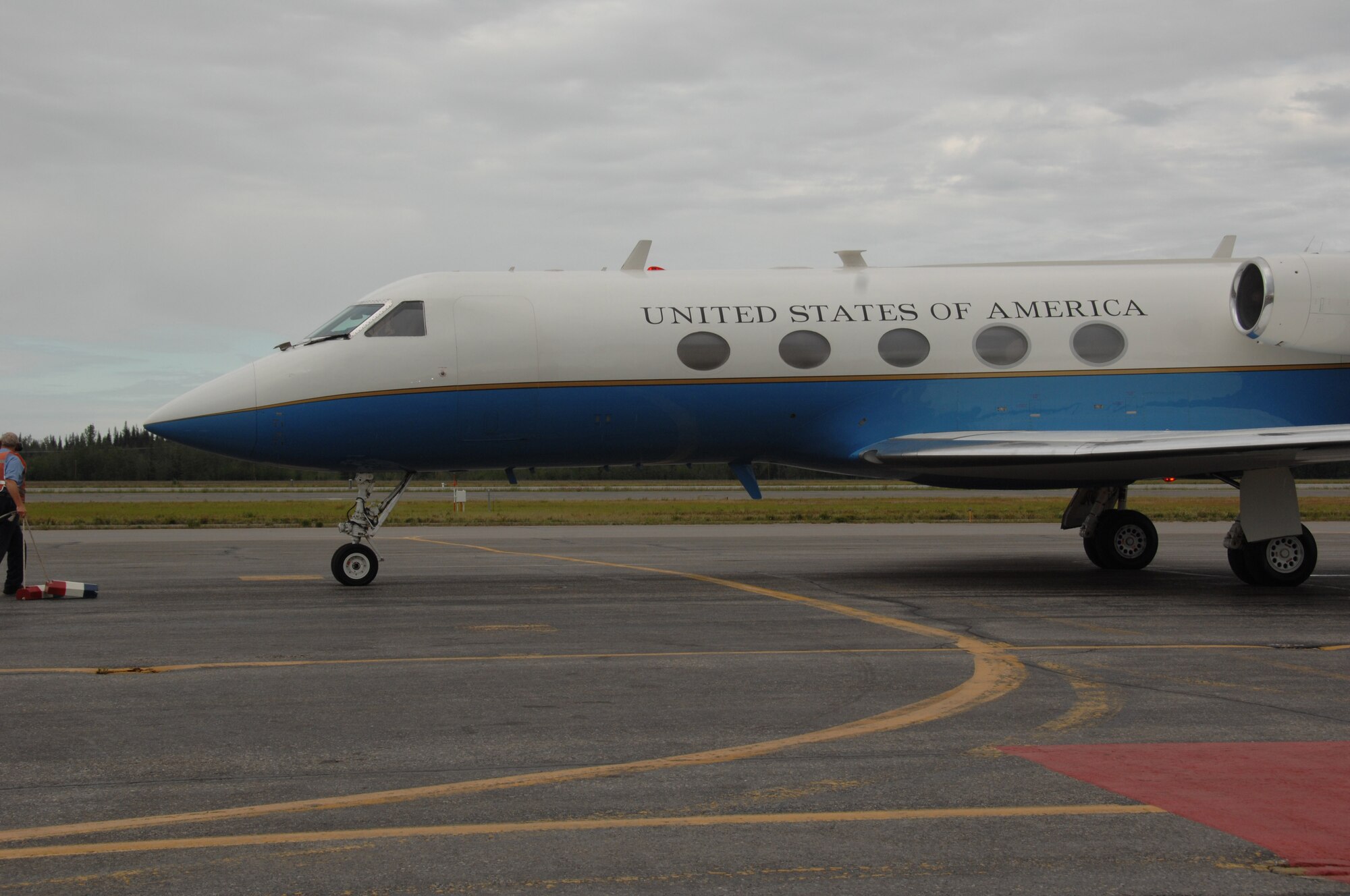EIELSON AIR FORCE BASE, Alaska -- Under Secretary of the Air Force, The Honorable Dr. Ronald M. Sega arrives at Eielson AFB, AK. on July 12. (U.S. Air Force taken by Staff Sergeant Tia C. Schroeder) 