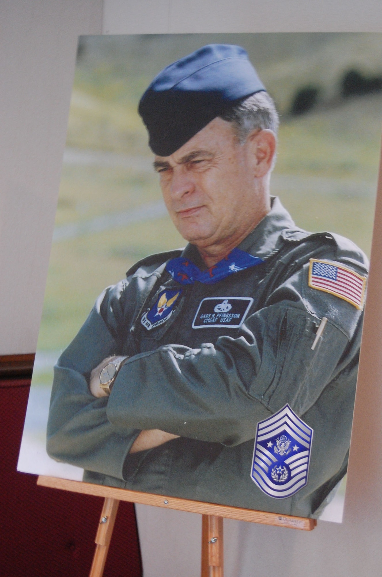 LAUGHLIN AIR FORCE BASE, Texas -- July 3, Lackland Air Force Base held a memorial service at the base chapel for the Chief Master Sgt. Gary Pfingston, Chief Master Sergeant of the Air Force #10. 