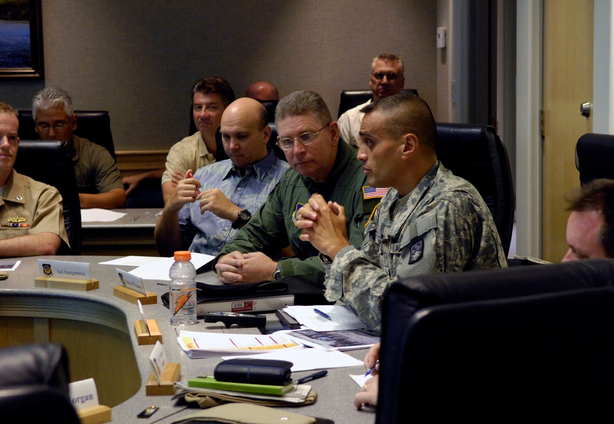 Army Chief Warrant Officer Samuel Ngaropo delivers opening remarks at the Joint Interface Control Officer Conference July 16 at Hickam Air Force Base, Hawaii. The conference is a four-day event involving joint interface control officers and ballistic missile defense experts from across the Pacific Command to focus on integrating assets and capabilities to form a stronger alliance and interoperability for the future. (U.S. Air Force photo/Tech. Sgt. Shane A. Cuomo) 
