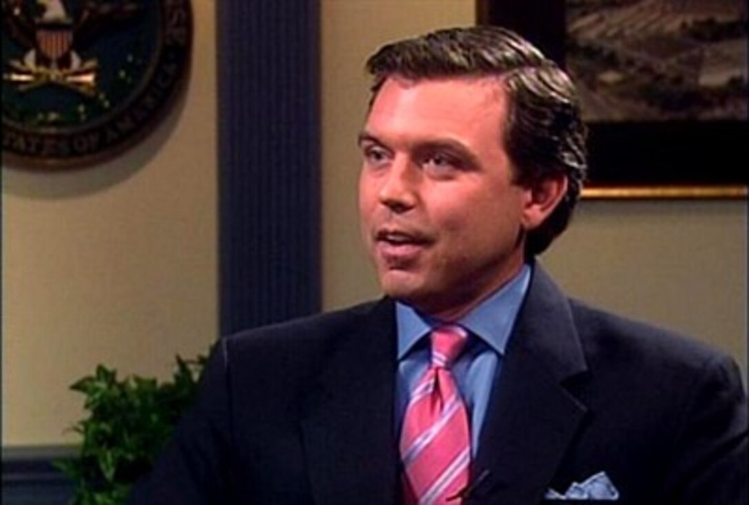 Geoff Morrell, the Pentagon's new press secretary, talks with a Pentagon Channel reporter about what the public can expect from him as he steps up to the podium. Morrell is a former White House correspondent for ABC news.  