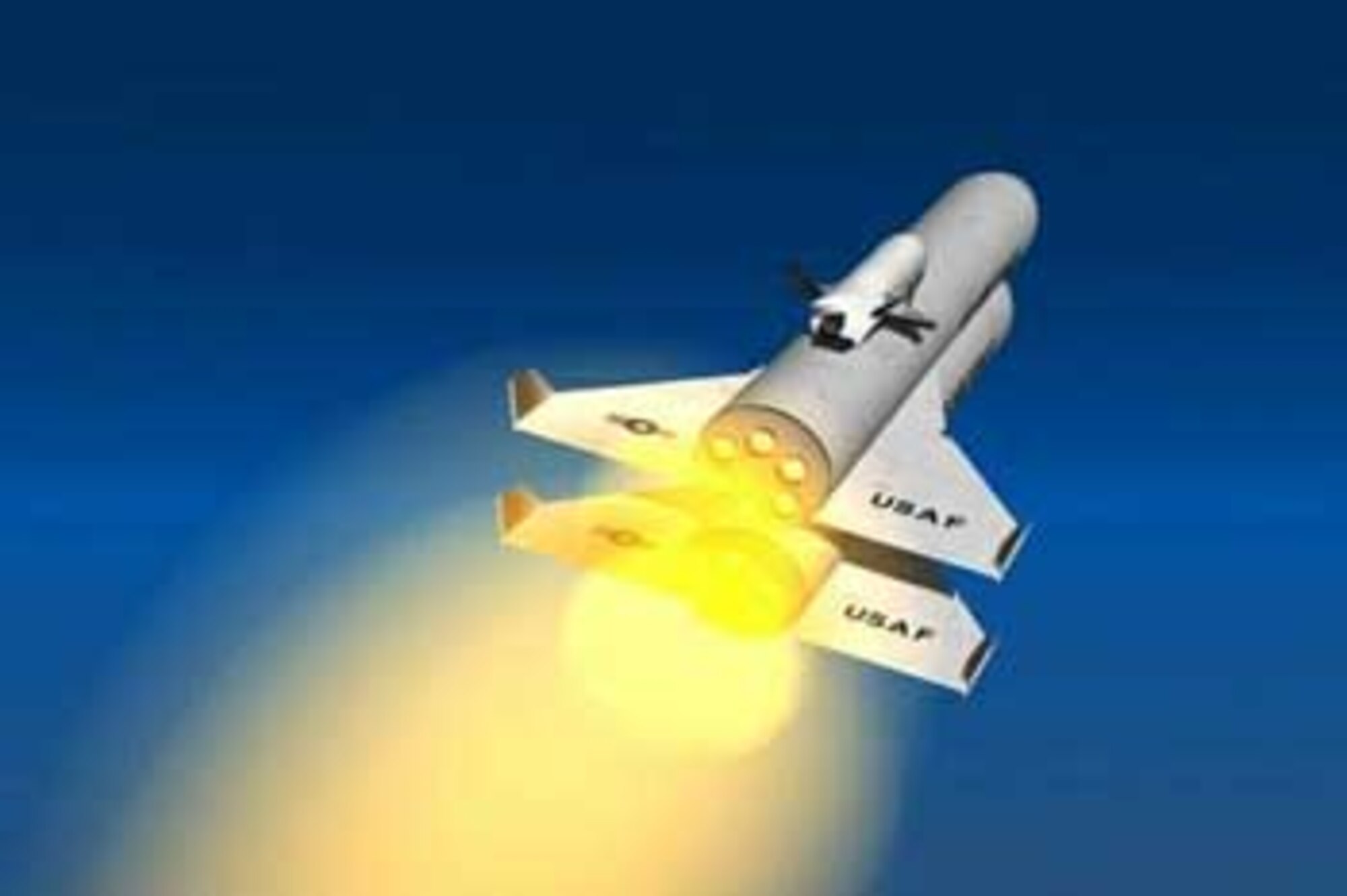 This graphic depicts the future in spacecraft capability supported by the Air Force Office of Scientific Research. It is called an Evolved Expendable Launch Vehicle and represents an affordable space access program. Joan Fuller, a program manager at AFOSR sup