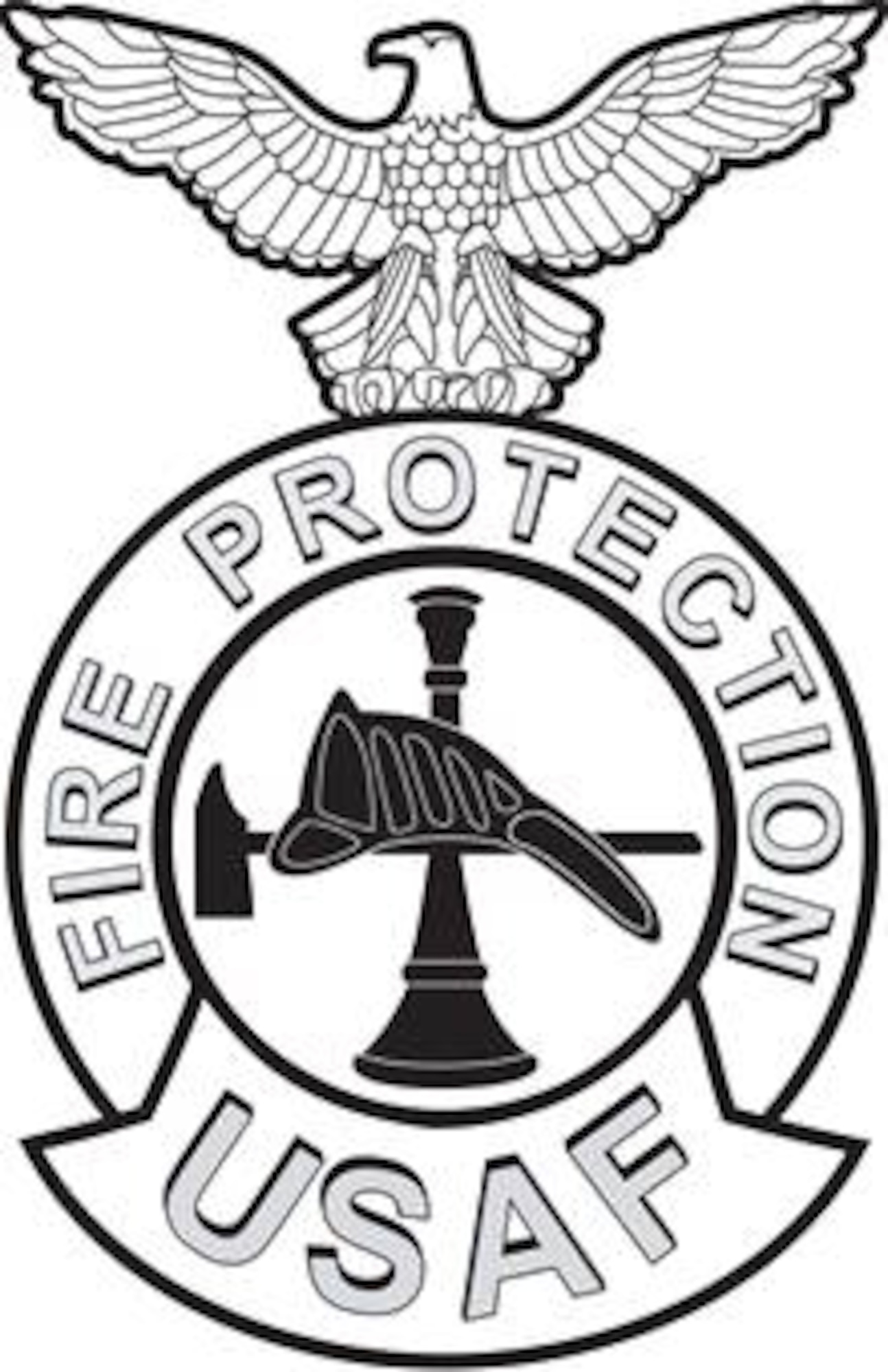 Fire Protection Shield, Firefighter badge (b/w), U.S. Air Force graphic