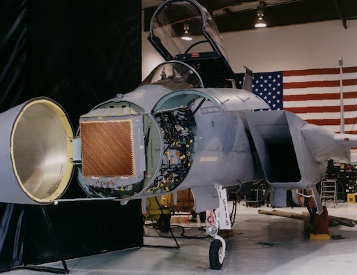 Version 2 of the Active Electronic Scanned Array System, or v2 AESA, one of the most advanced radar systems in the world is displayed. Courtesy photo from Boeing