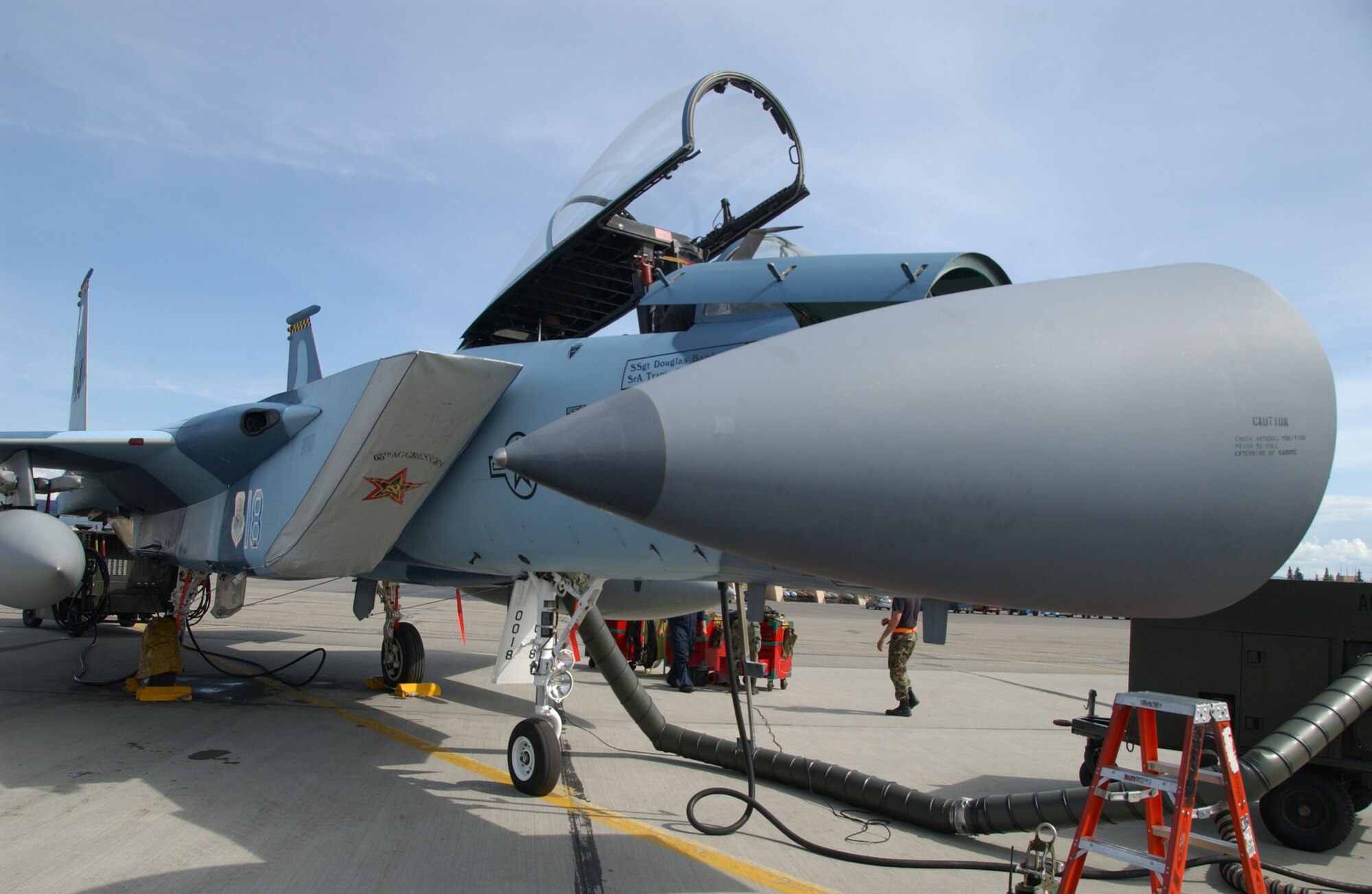 EIELSON AIR FORCE BASE, Alaska -- The tip of an F-15 opened up for maintenance July 19, 2007. The 65th AGS is taking part in Red Flag-Alaska 07-3, a multi-service, multi-platform coordinated, combat operations exercise, which runs through the July 27.   (U.S. Air Force photo by Airman 1st Class Christopher Griffin)
