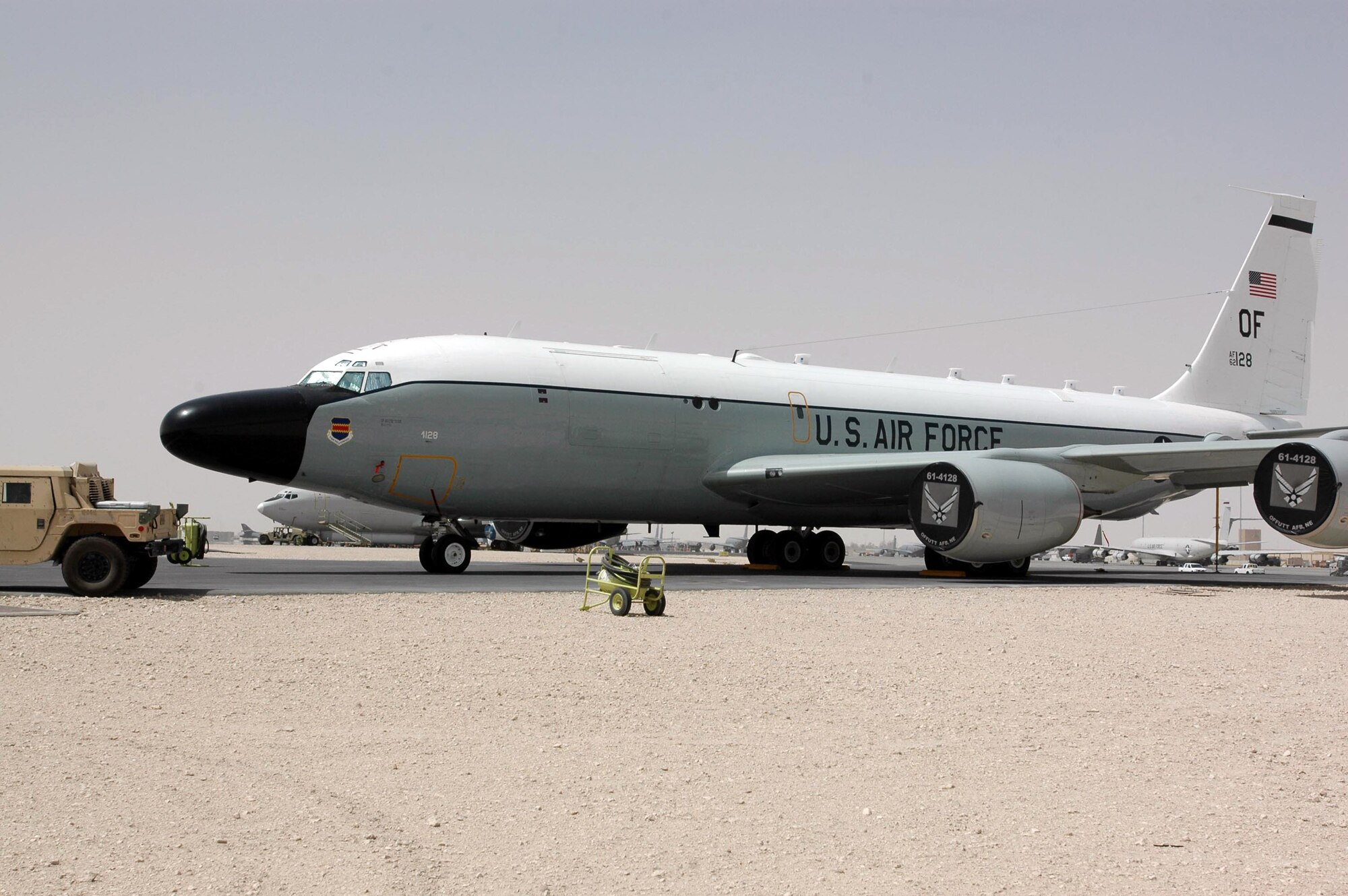 Airmen across U.S. Central Command Air Forces converged in Bahrain for the Weapons and Tactics Conference in July to discuss ways to use airpower and aircraft more effectively, including how to use the RC-135 Rivet Joint better. One of the areas examined was the flow of information between joint tactical attack controllers, weapons platforms like F-16 Fighting Falcons and B-1B Lancers, and intelligence, surveillance and reconnaissance aircraft. (U.S. Air Force photo/Staff Sgt. Cassandra Locke)