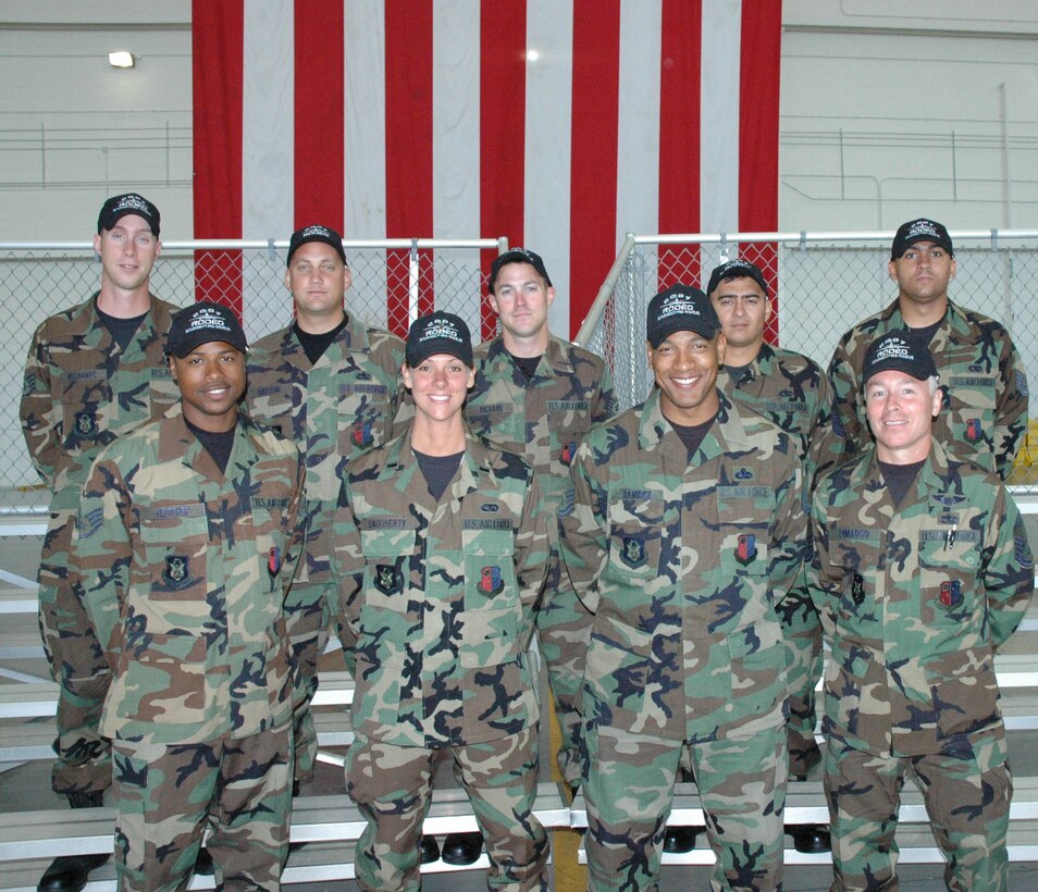 MCGUIRE AIR FORCE BASE, NJ -- Base officials and Team McGuire well wishers give McGuire Reserve KC-10 Extender Rodeo competitors a rousing send off today as they head to the 2007 Air Mobility Command Rodeo competition at McChord Air Force Base, Wash. held now through July 27. (U.S. Air Force photo/Master Sgt. Donna T. Jeffries)