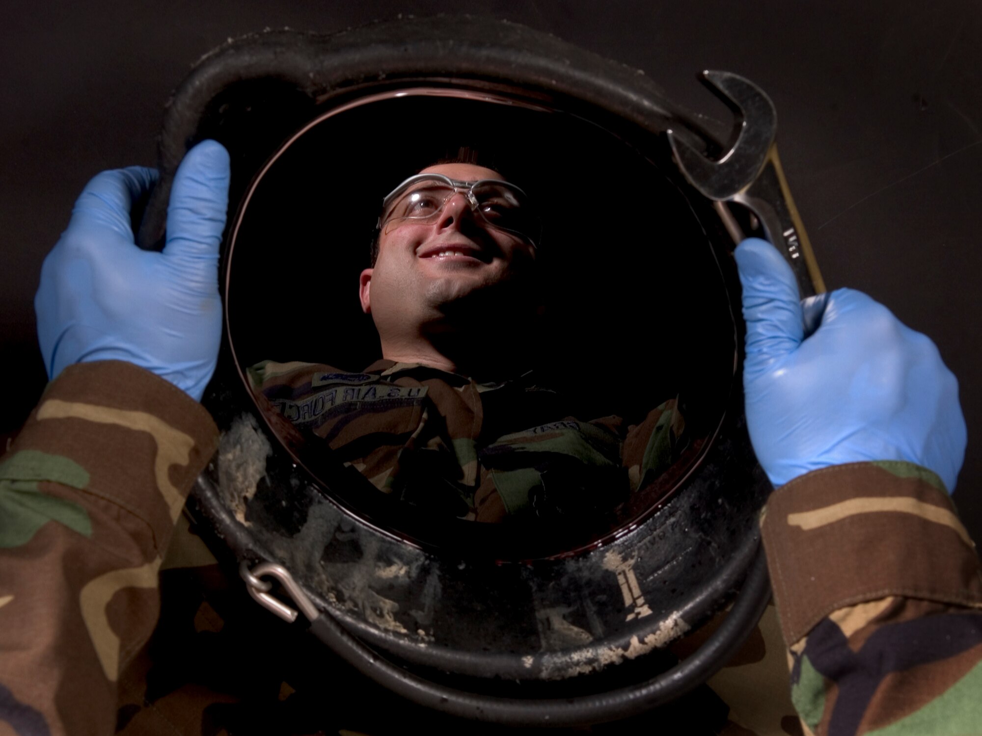 Due to the KC-135 Stratotanker's numerous hydraulic parts, hydraulic system specialists such as Airman Joshua Gray, from the 100th Aircraft Maintenance Squadron, remain quite busy ensuring Mildenhall flies its refueling missions safely each week. (U.S. Air Force photo by Tech. Sgt. Tracy L. DeMarco)