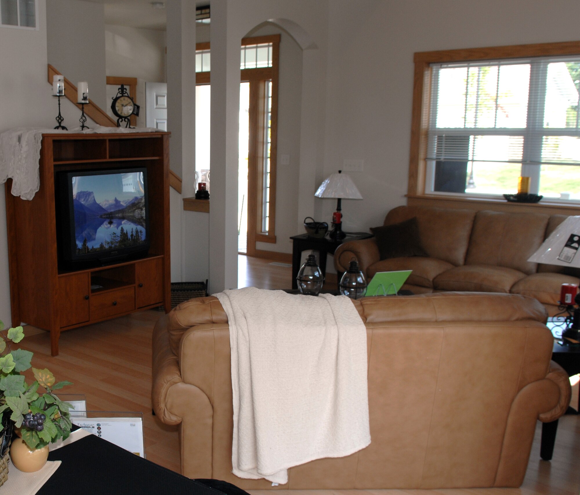 WHITEMAN AIR FORCE BASE, Mo. – The living room area of the new housing units features space for both living and dining room furniture and a vaulted ceiling. (U.S. Air Force photo/Staff Sgt. Jason Barebo)