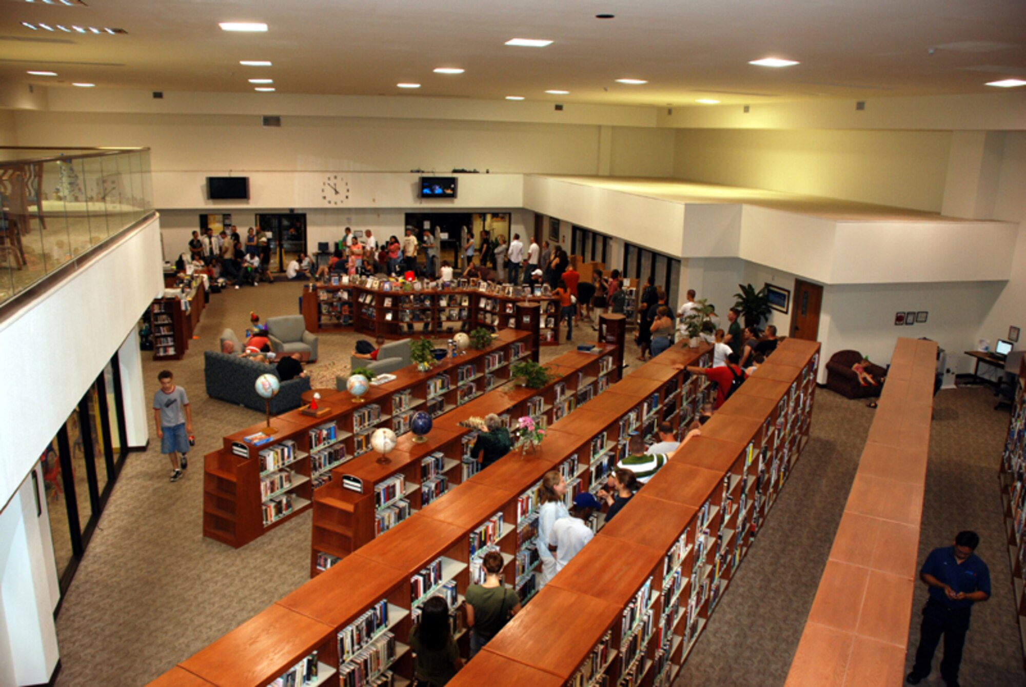 Team Sheppard members line up to get their copy of the newest Harry Potter book a the base library's release event July 20. (U.S. Air Force photo/Airman 1st Class Jacob Corbin)