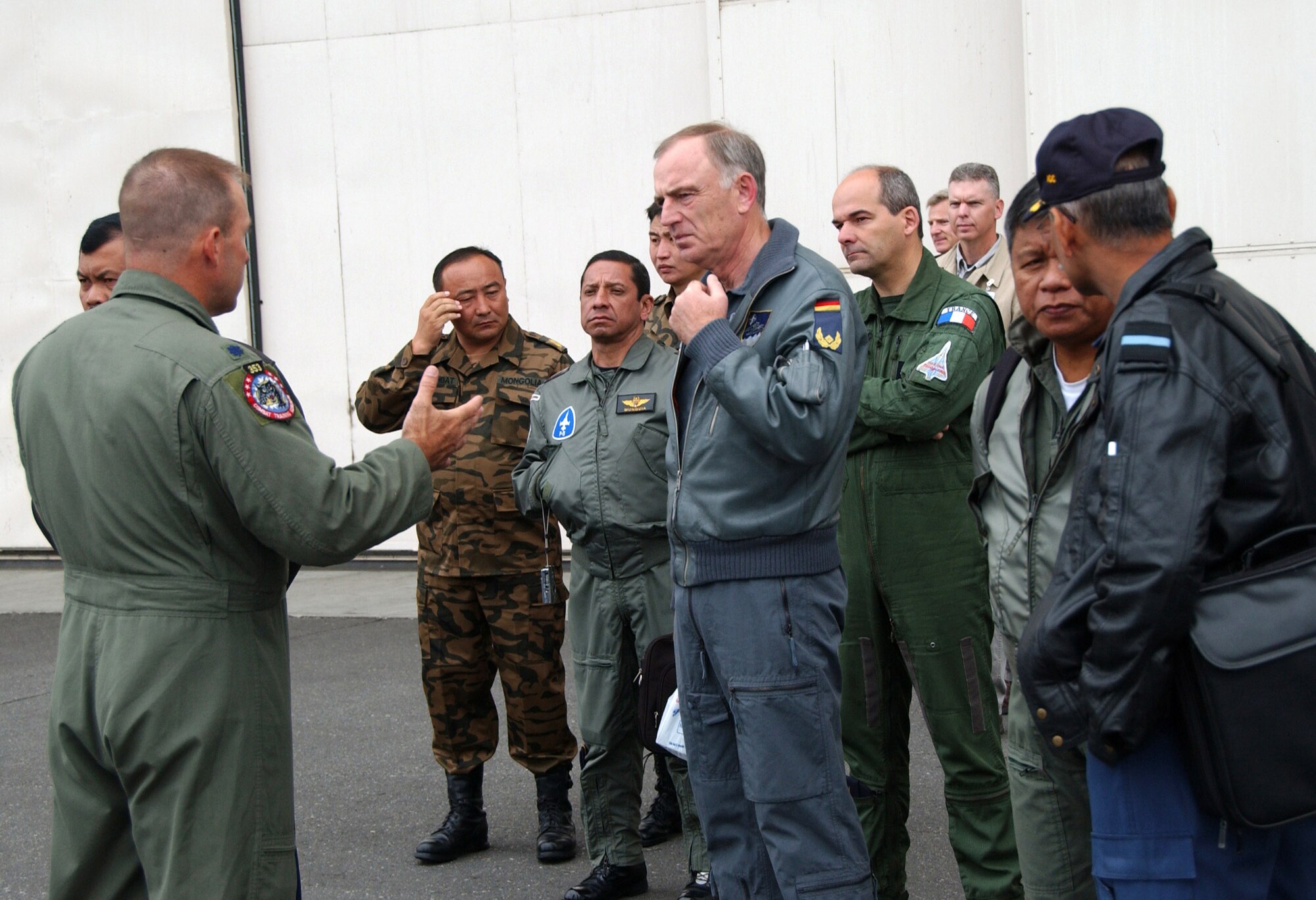 More than a dozen international officers visit Eielson Air Force Base, Alaska, July 23 to observe Red Flag 07-3 operations.  International partners include Japan, Mongolia, Spain, Thailand, Turkey and NATO. Red Flag-Alaska is focused on improving the combat readiness of U.S. and coalition forces and providing training for units preparing for air expeditionary force taskings.  (U.S. Air Force photo/Airman 1st Class Christopher Griffin)