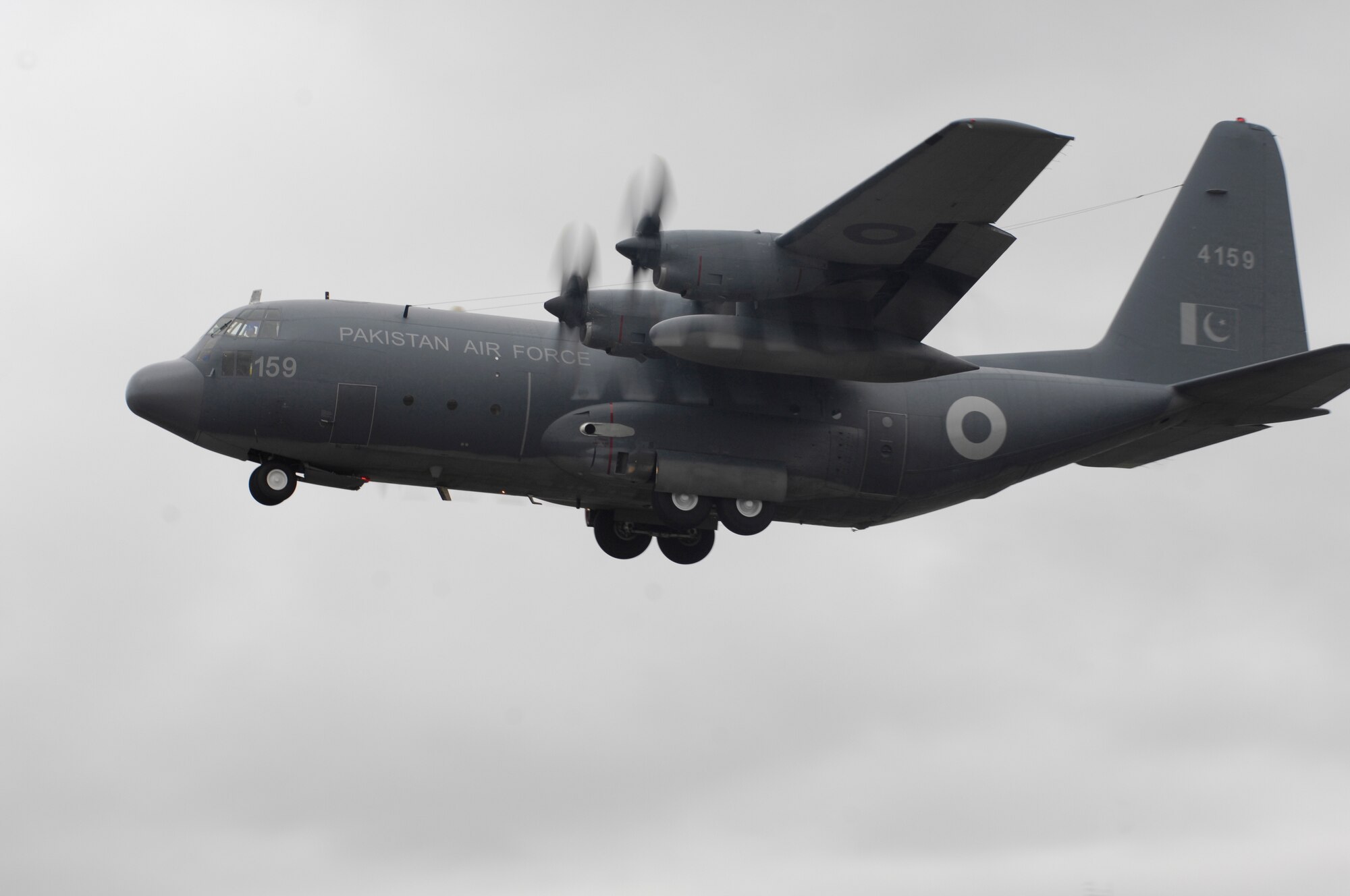A Pakistani Air Force C-130 Hercules takes off while competing at Air Mobility Rodeo at McChord Air Force Base, Wash., July 23.  Rodeo 2007, hosted by Air Mobility Command, is a readiness competition of U.S. and international air mobility forces.  It focuses on improving warfighting capabilities and support of the Global War on Terrorism. (U.S. Air Force Photo/Airman Jonathan Olds) 
