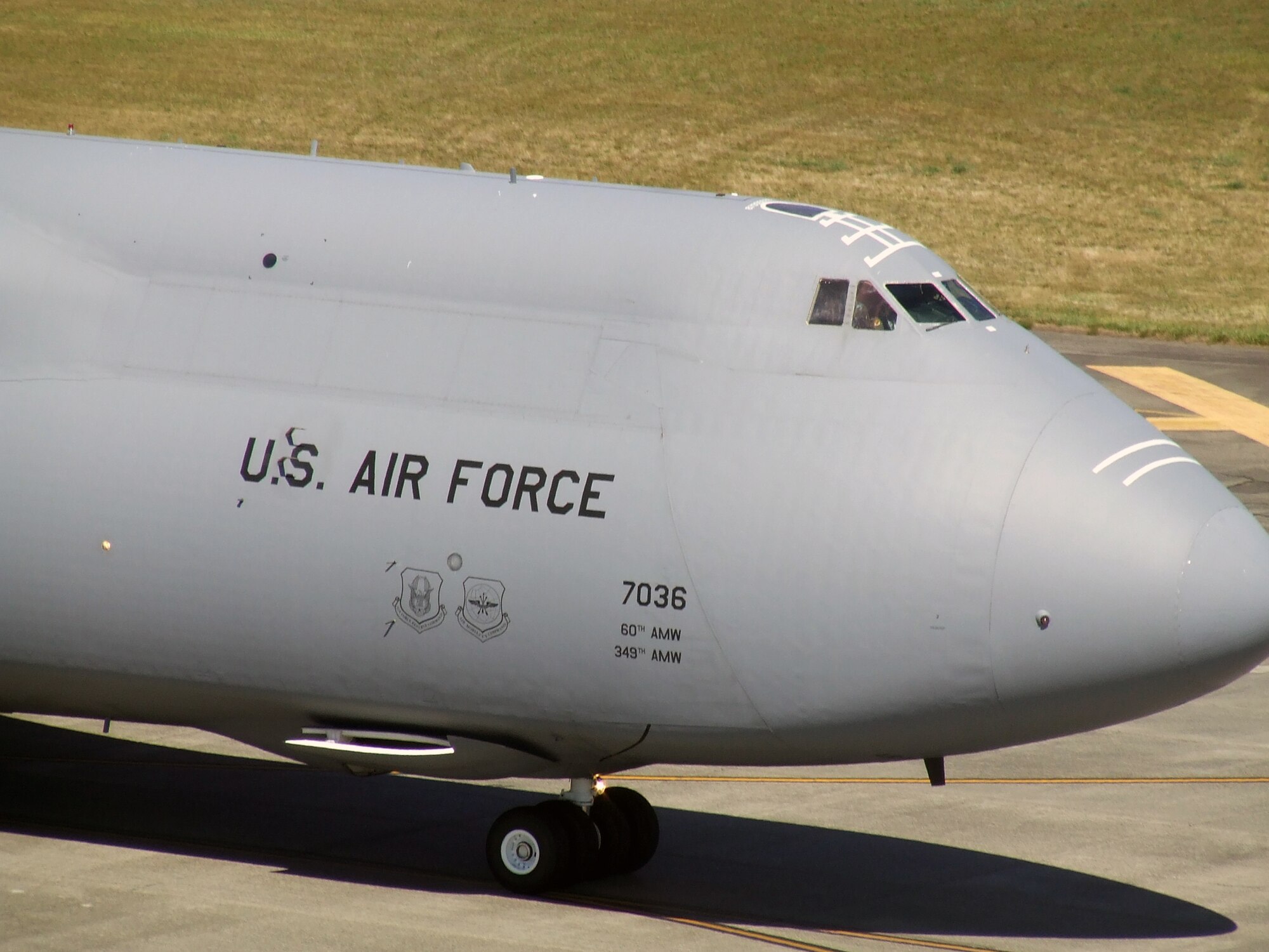 A C-5 Galaxy from Travis Air Force Base, Calif., taxis for take off for a competition mission for Air Mobility Rodeo 2007 at McChord Air Force Base, Wash., July 25.  Rodeo, sponsored by Air Mobility Command, is a readiness competition for U.S. and international mobility air forces.  Rodeo 2007 has the largest international team representation in its history and is overall the largest Rodeo competition ever completed.  (U.S. Air Force Photo/Tech. Sgt. Scott T. Sturkol)