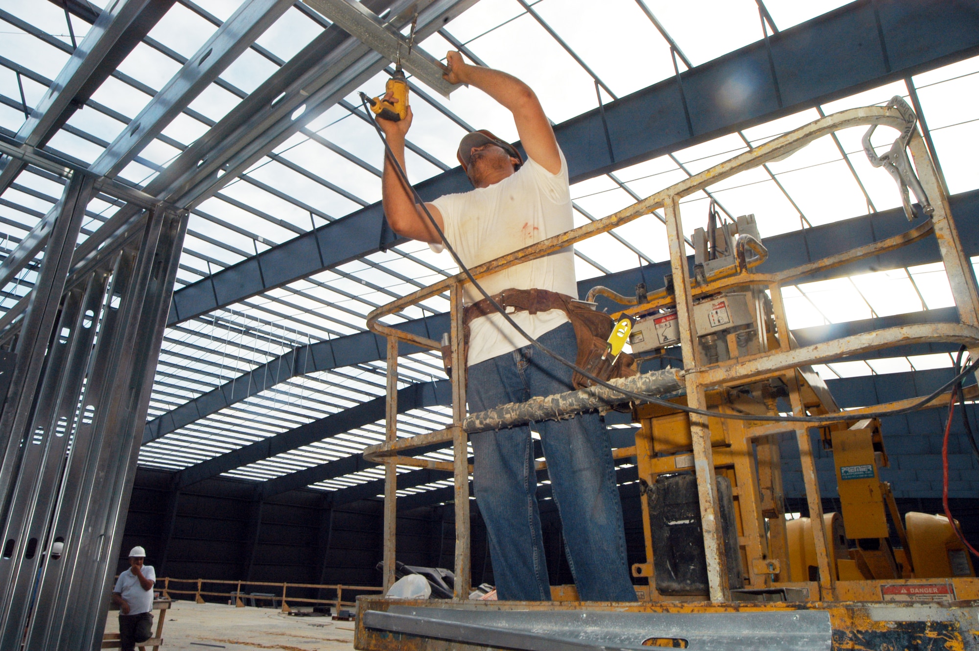 Work continues on the new World War II Hangar at the Museum of Aviation. The new building is scheduled to be completed by the middle of 2008.  U. S. Air Force photo by Sue Sapp  