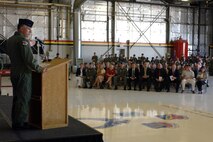 Col. Scott Dennis, 388th Fighter Wing commander, addressed the wing during the 388th FW assumption of command ceremony July 30 in Hangar 37. Col. Dennis spent a year as commander of the 332nd Expeditionary Operations Group at Balad Air Base, Iraq, before his assignment with the wing.

