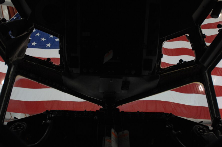 KC-135 Stratotanker, tail number 38025, assigned to RAF Mildenhall, nears the end of its major periodic inspection as evident by the spotless flight deck windows, July 17, 2007. Each KC-135 receives either a minor or major two-week inspection every 15 months. (U.S. Air Force photo by Tech. Sgt. Tracy L. DeMarco)
