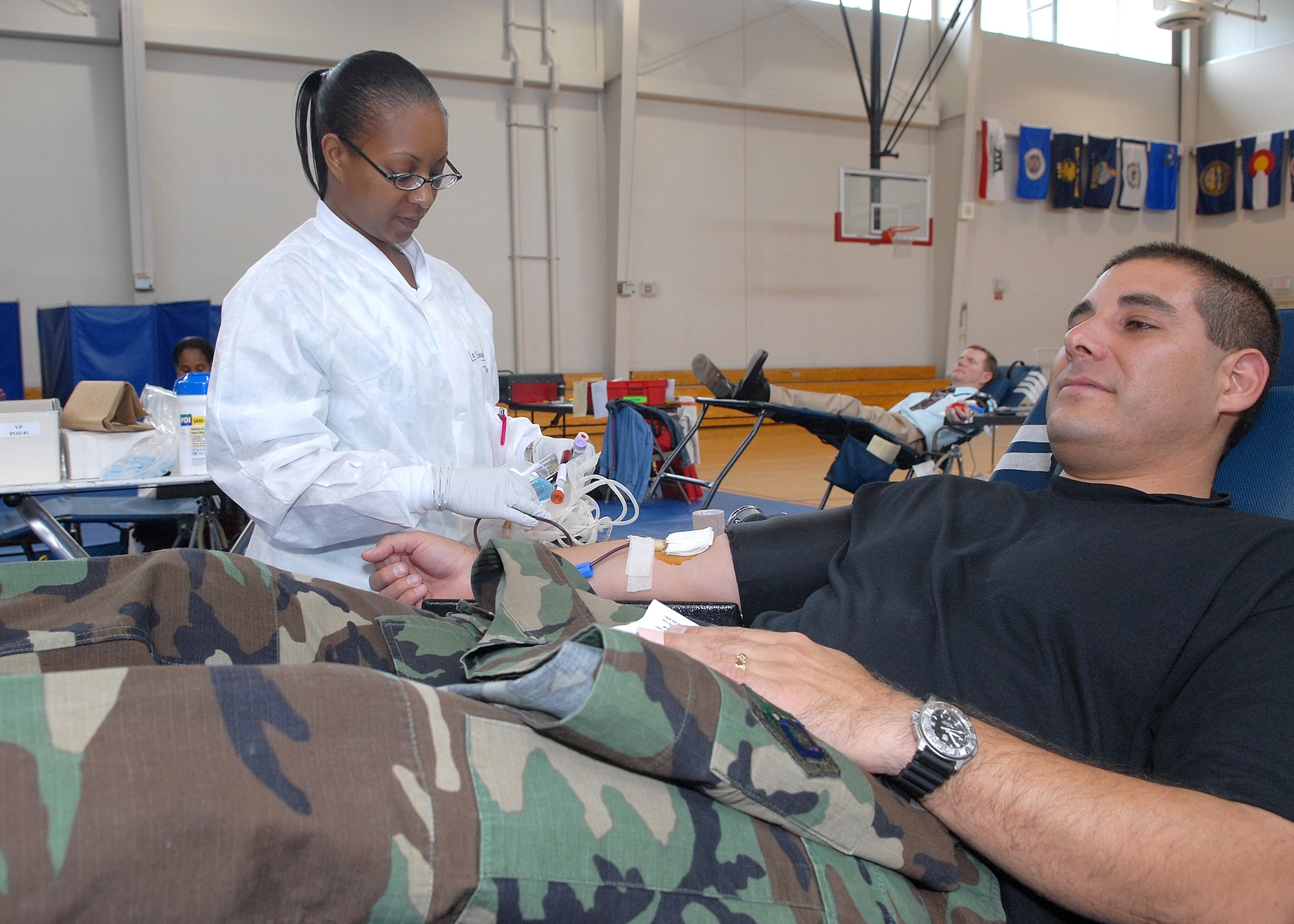 LAAFB personnel and spouses donated 75 pints of blood at the quarterly Red Cross blood drive held at the Health and Wellness Center, May 30.  