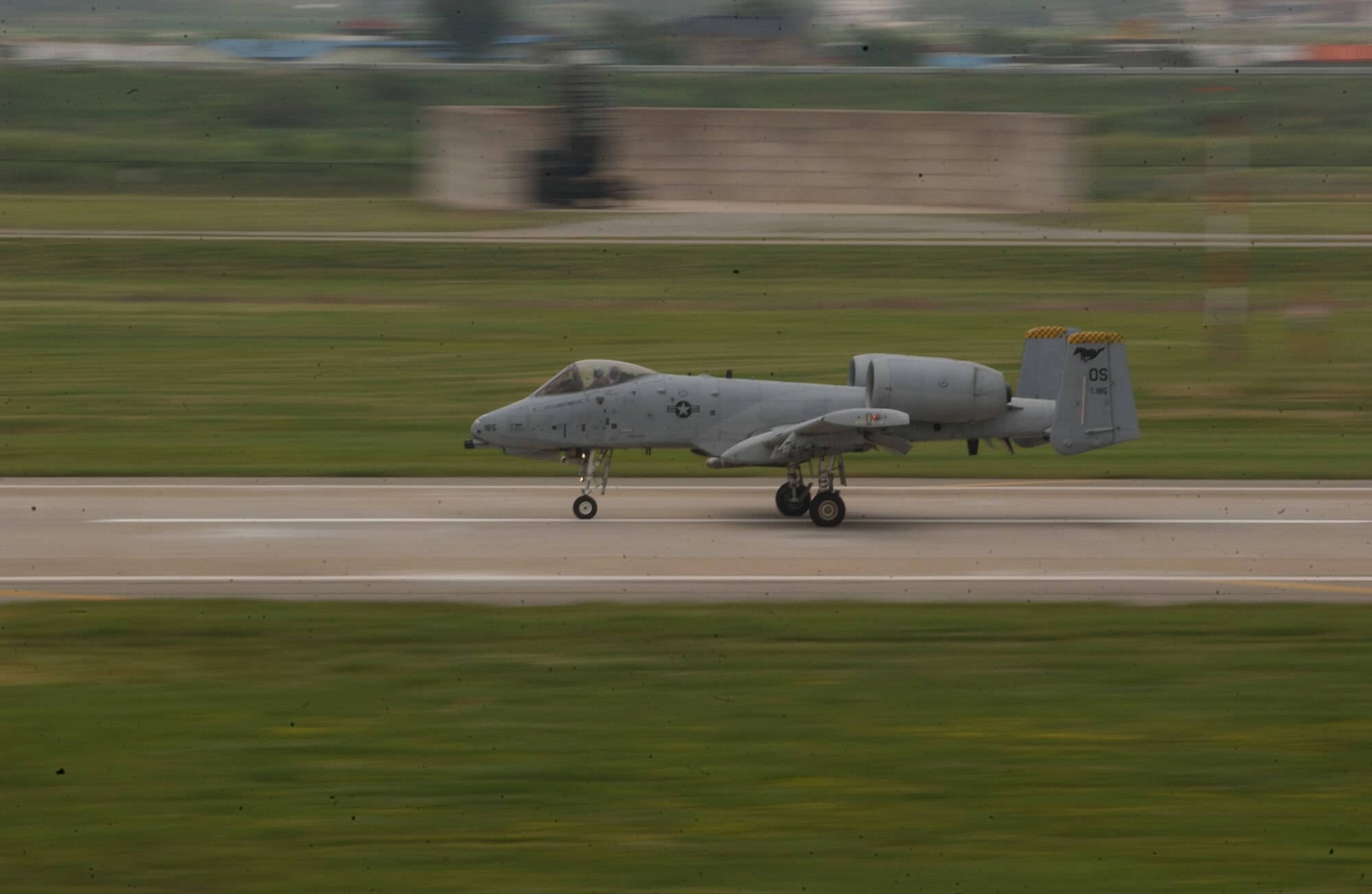 OSAN AIR BASE, Republic of Korea -- An A-10 Thunderbolt II from the 25th Fighter Squadron returns here today after a temporary deployment to Kunsan AB during repairs and maintenance to the airfield. (U.S. Air Force photo by Airman Jason Epley)