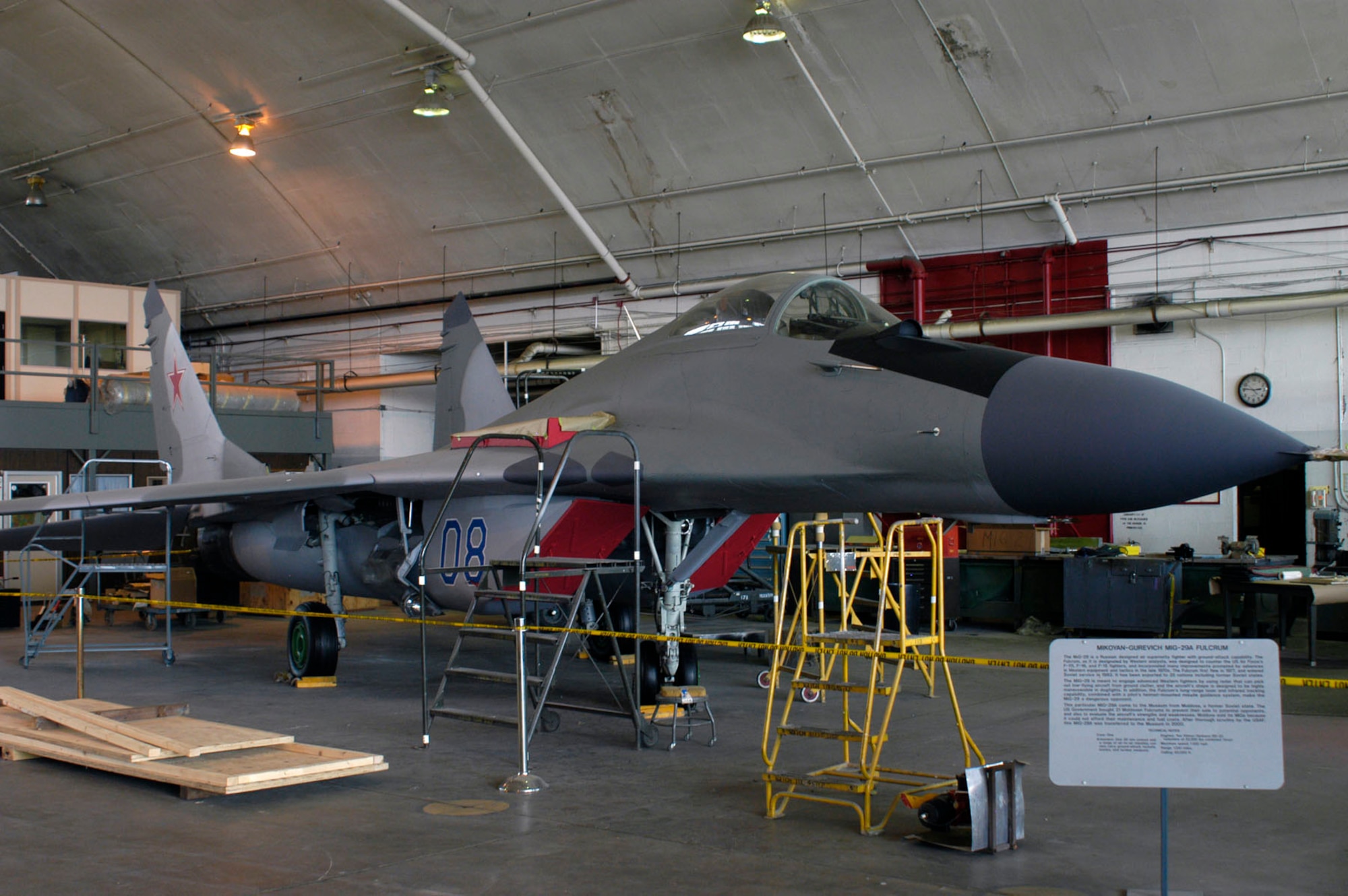 DAYTON, Ohio (06/2007) -- MiG-29A in the National Museum of the U.S. Air Force's restoration hangar. (U.S. Air Force photo)