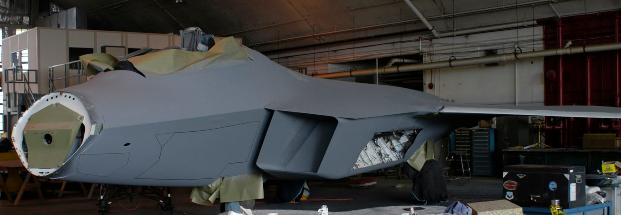 DAYTON, Ohio (06/2007) -- F-22A Raptor in the National Museum of the U.S. Air Force's restoration hangar. (U.S. Air Force photo)